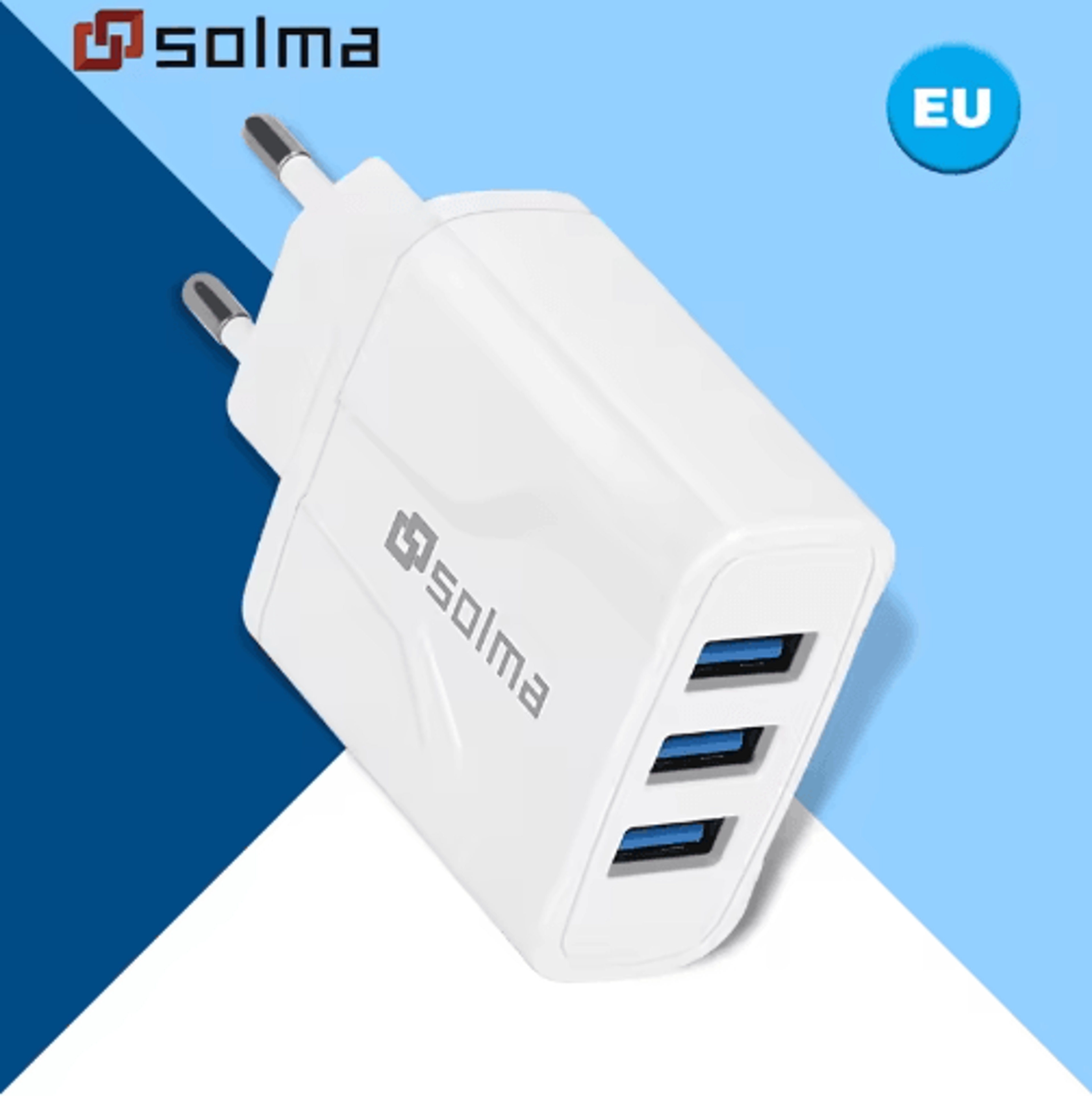 Universal 3 Port USB Travel Charger With EU US UK Plug 2
