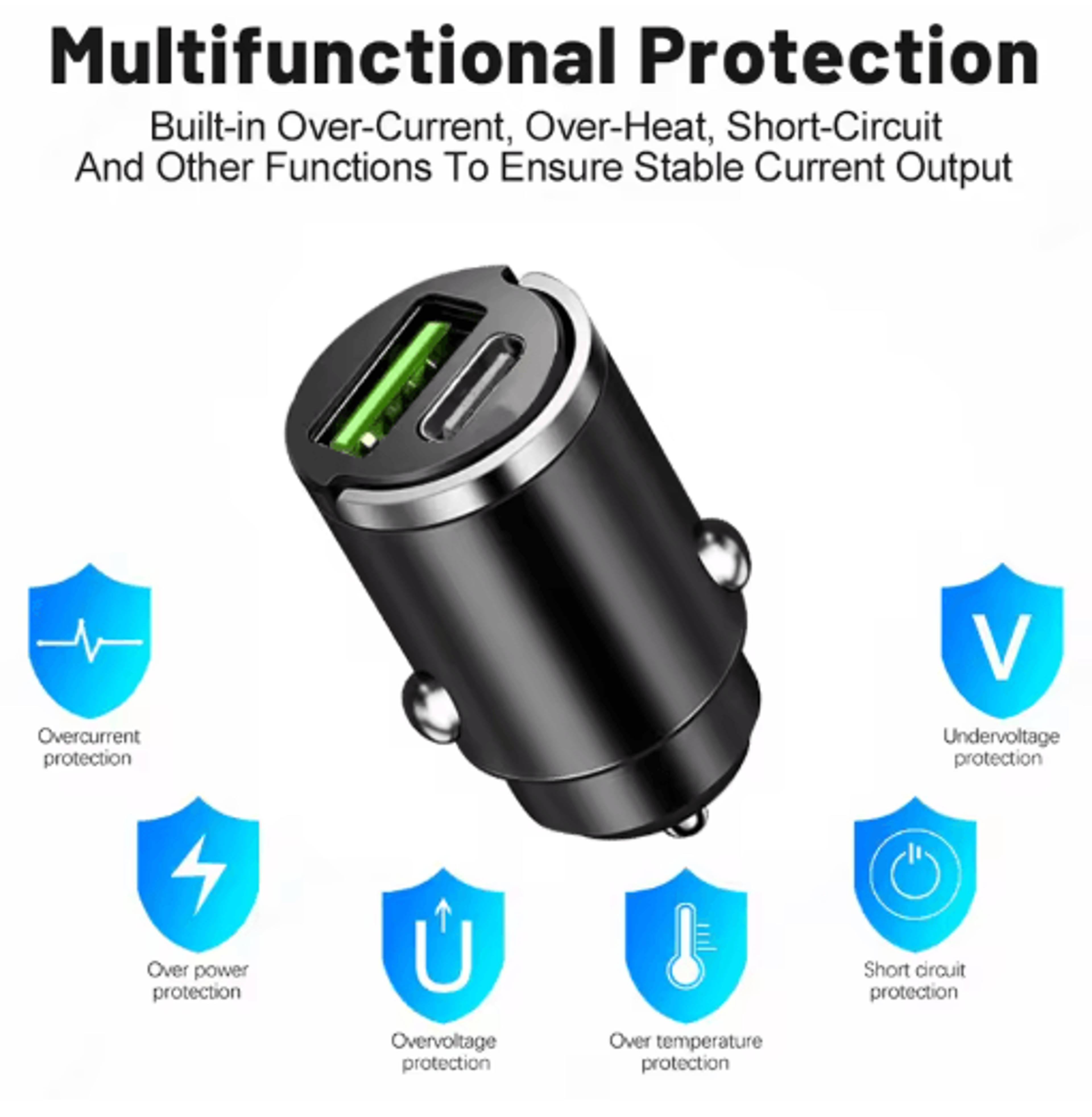 Mini 100W PD USBC Fast Car Charger With Pull Ring Design 5