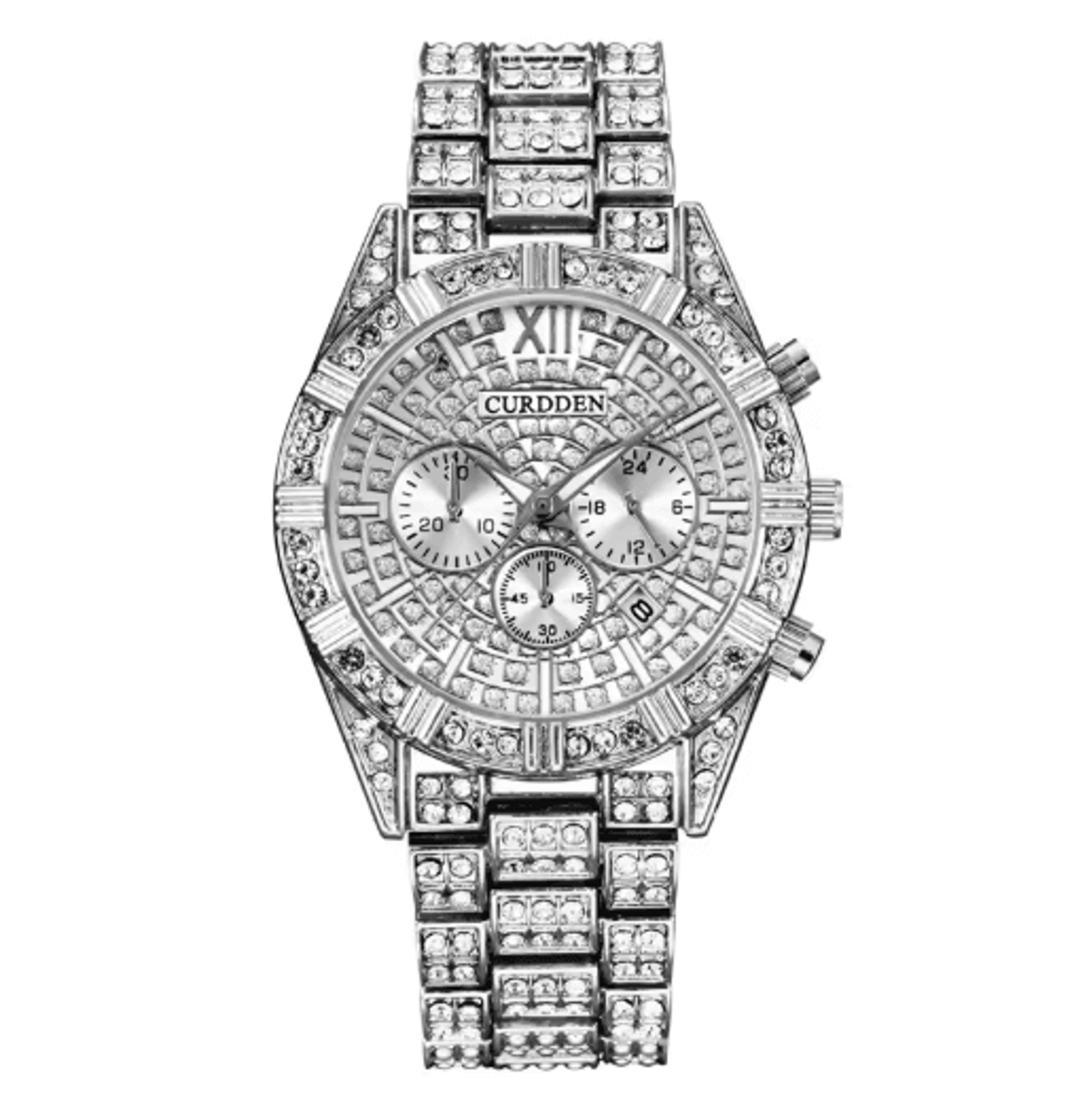 CURDDEN Luxury Gold Diamond Quartz Watch For Men With Alloy Band 2