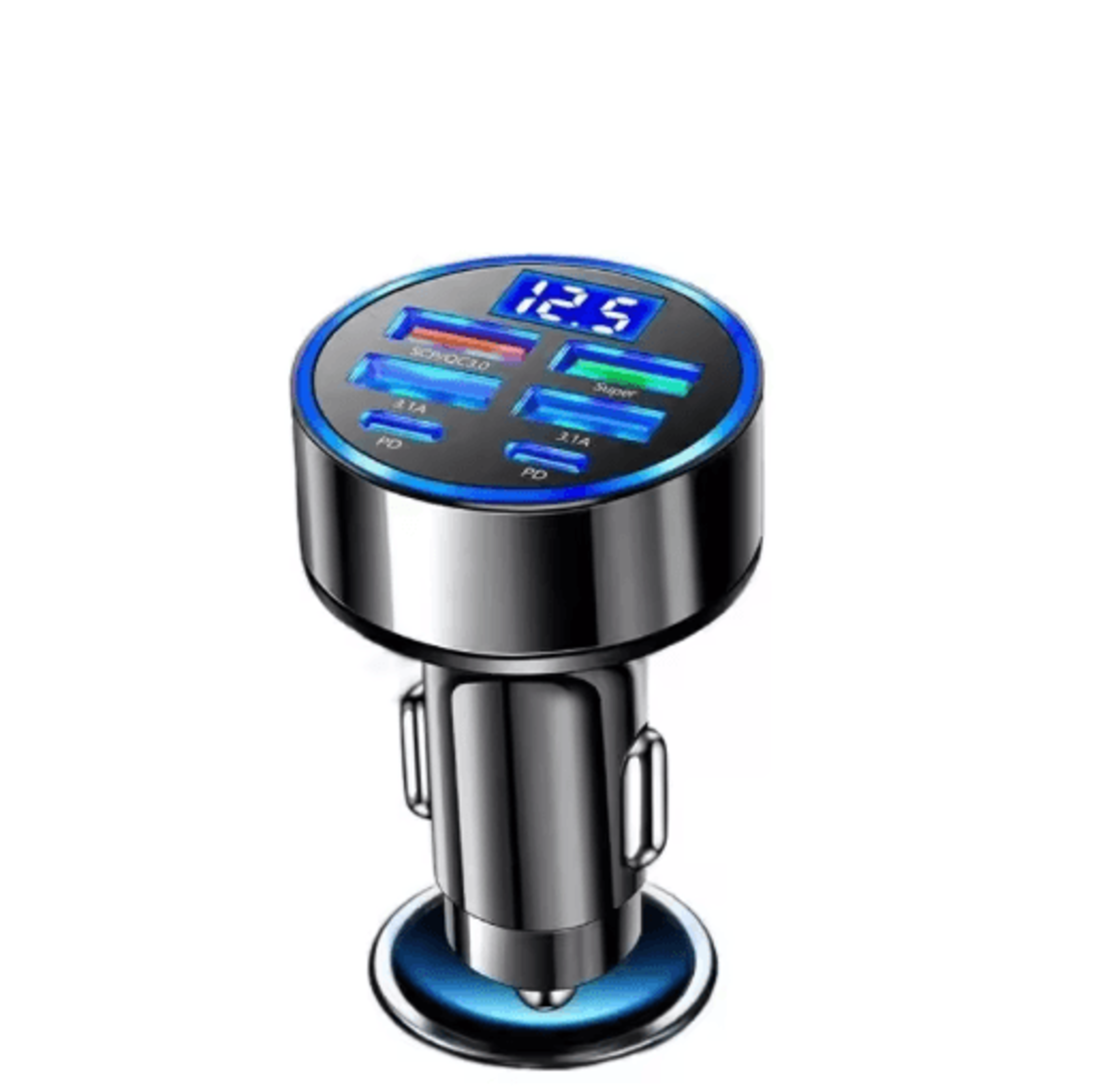 UYUXIO 6in1 Super Fast USBC Car Charger With Voltage Display PD Power Adapter For IPhone  Android 1