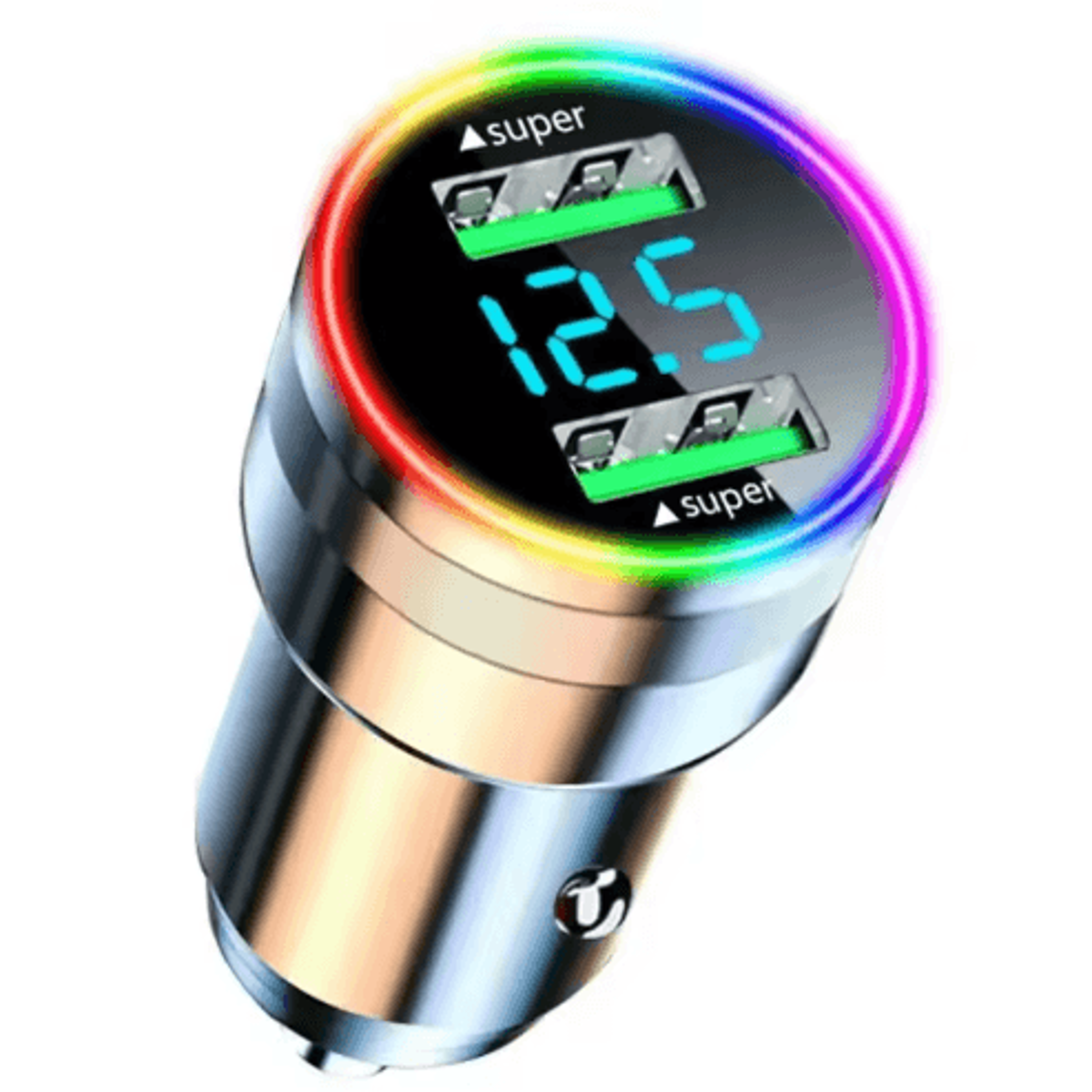 300W Dual USB Super Fast Car Charger With LED Light  Voltage Monitor 1