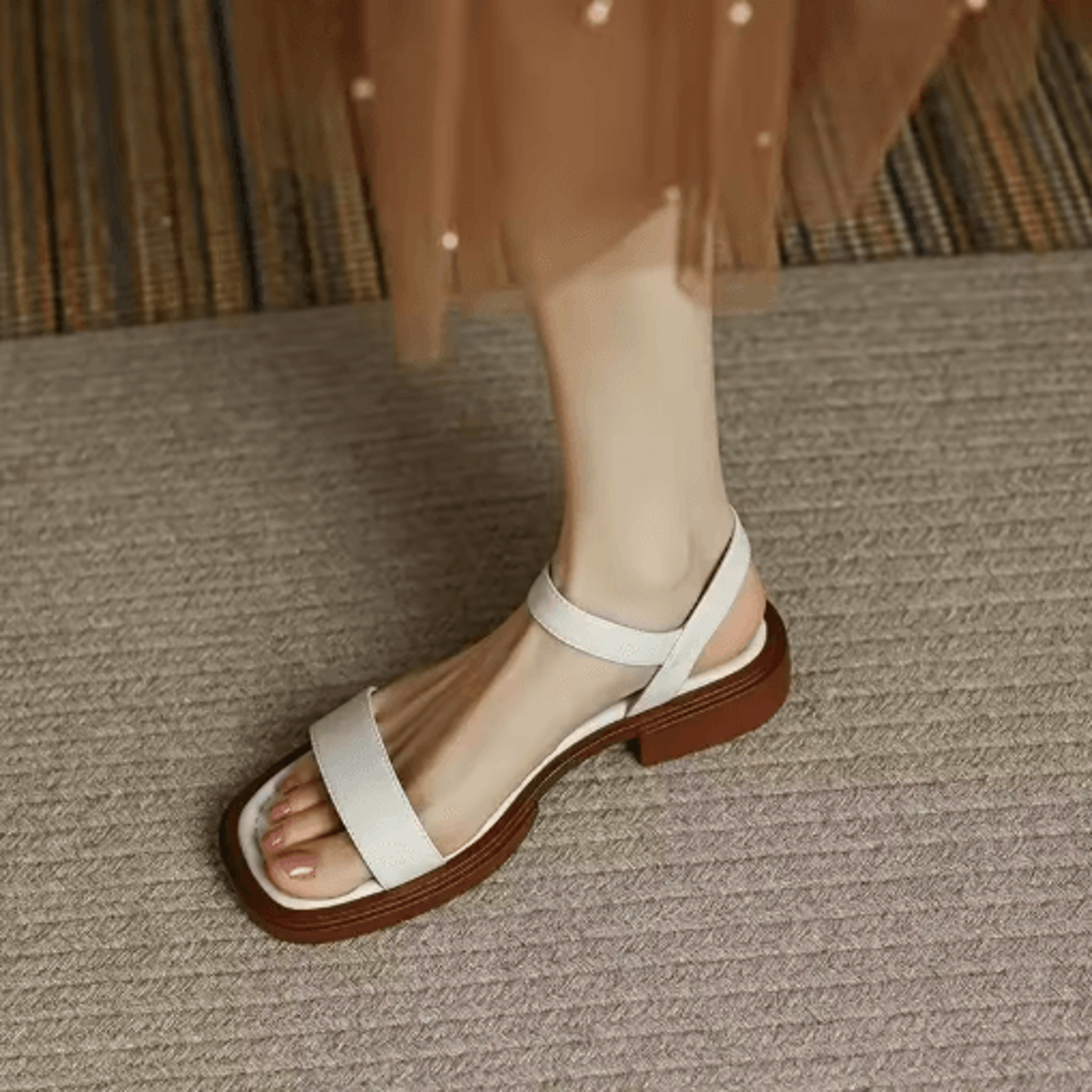 2025 Genuine Leather Low Heel Office Sandals Plus Size 35 To 42 5