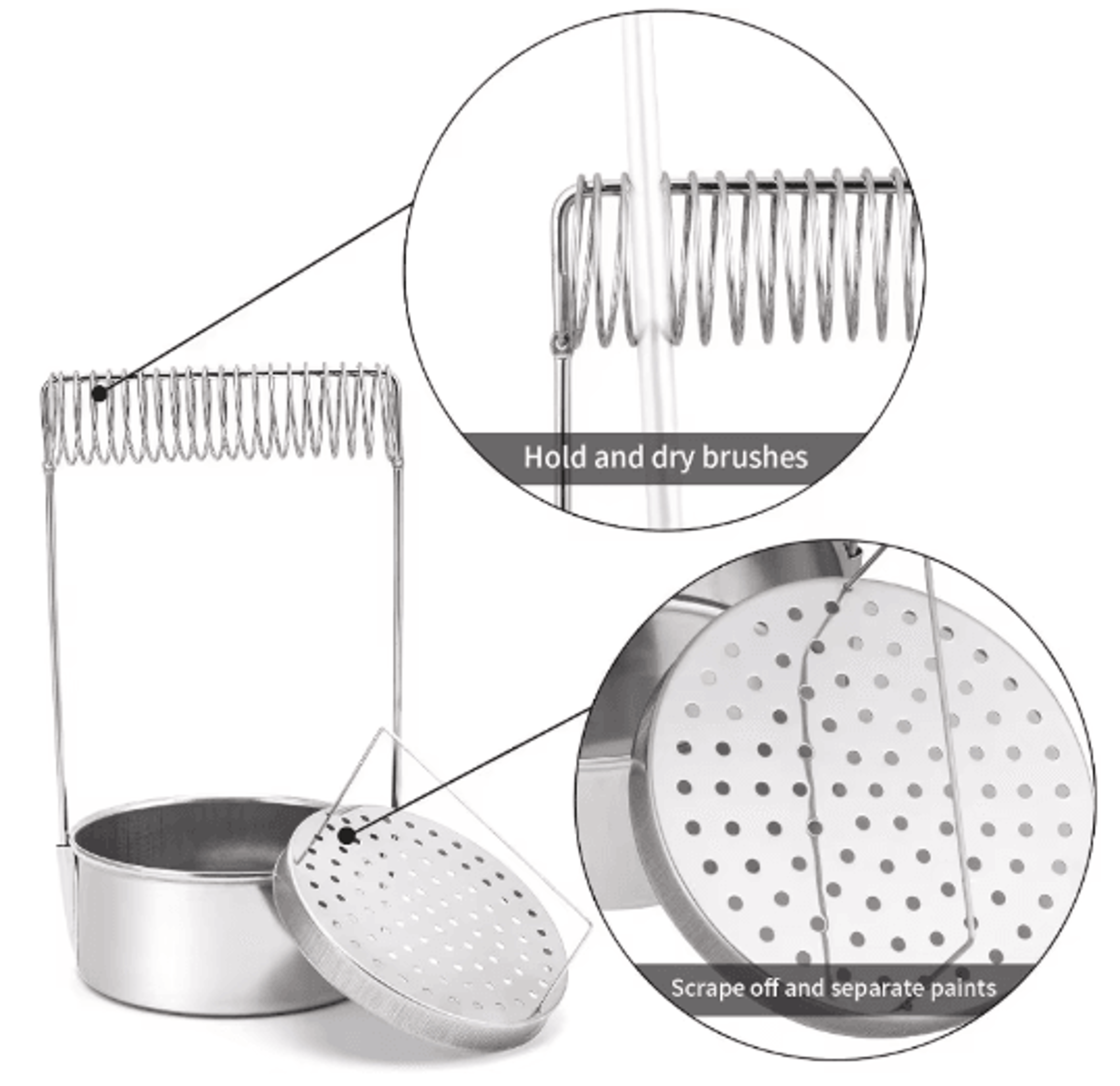 Portable Stainless Steel Paint Brush Cleaner  Artist Brush Washer With Removable Screen  Holder 4