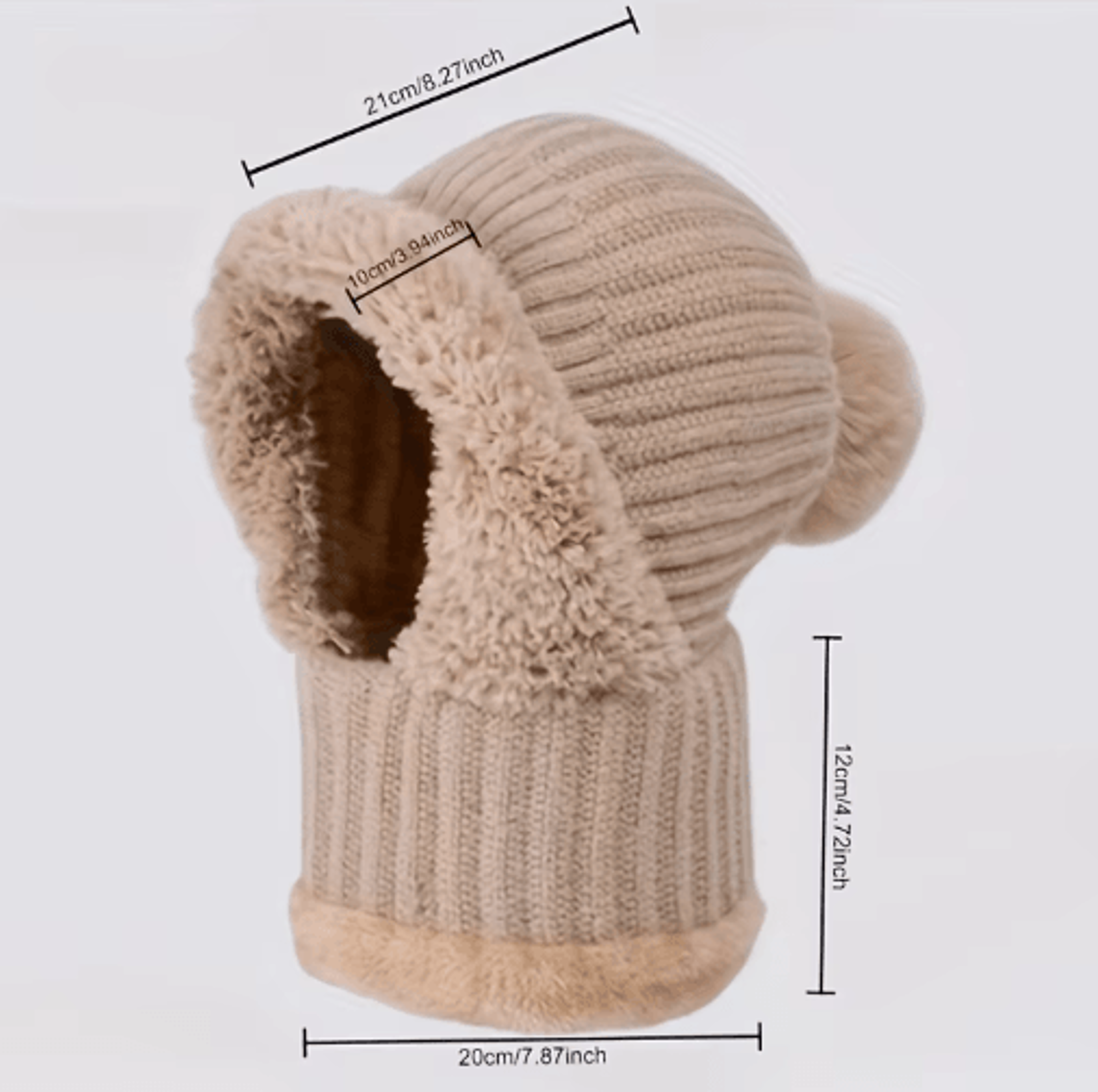 3 In 1 Winter Hat With Ear Flaps Fleece Lined Knitted Cap Set 4