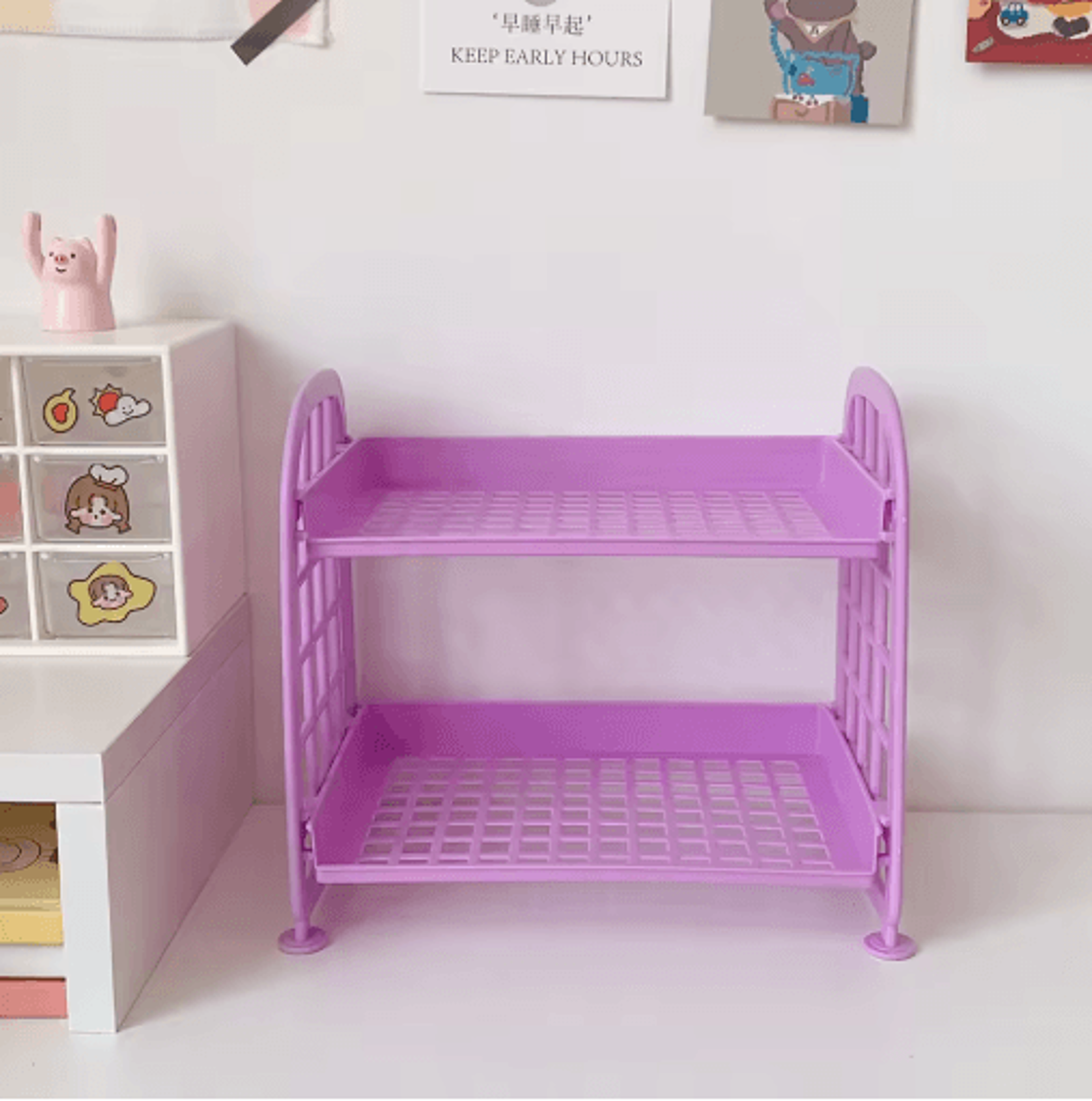 Detachable Folding Double Layer Desktop Storage Rack For Office And Under Desk Use 3
