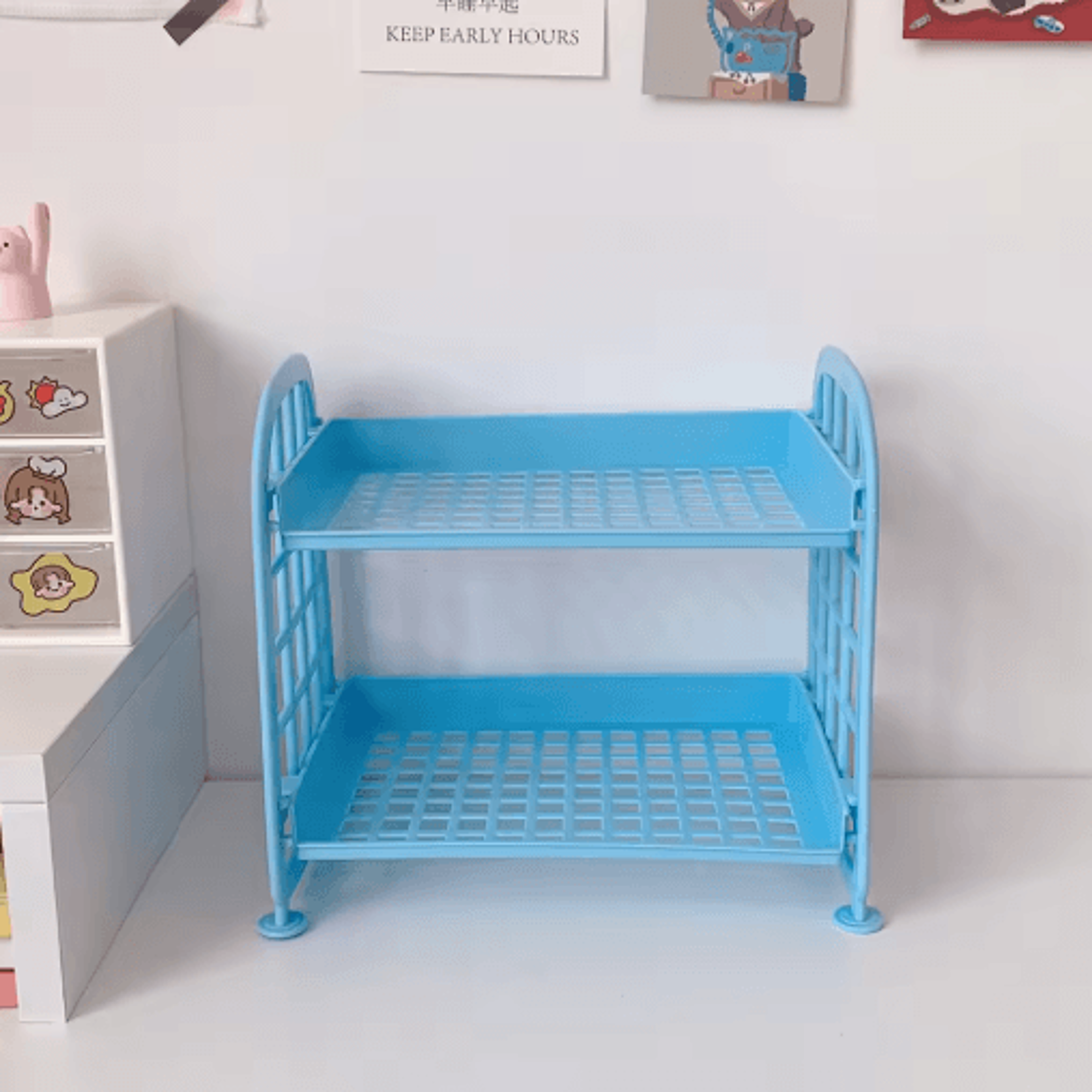 Detachable Folding Double Layer Desktop Storage Rack For Office And Under Desk Use 4