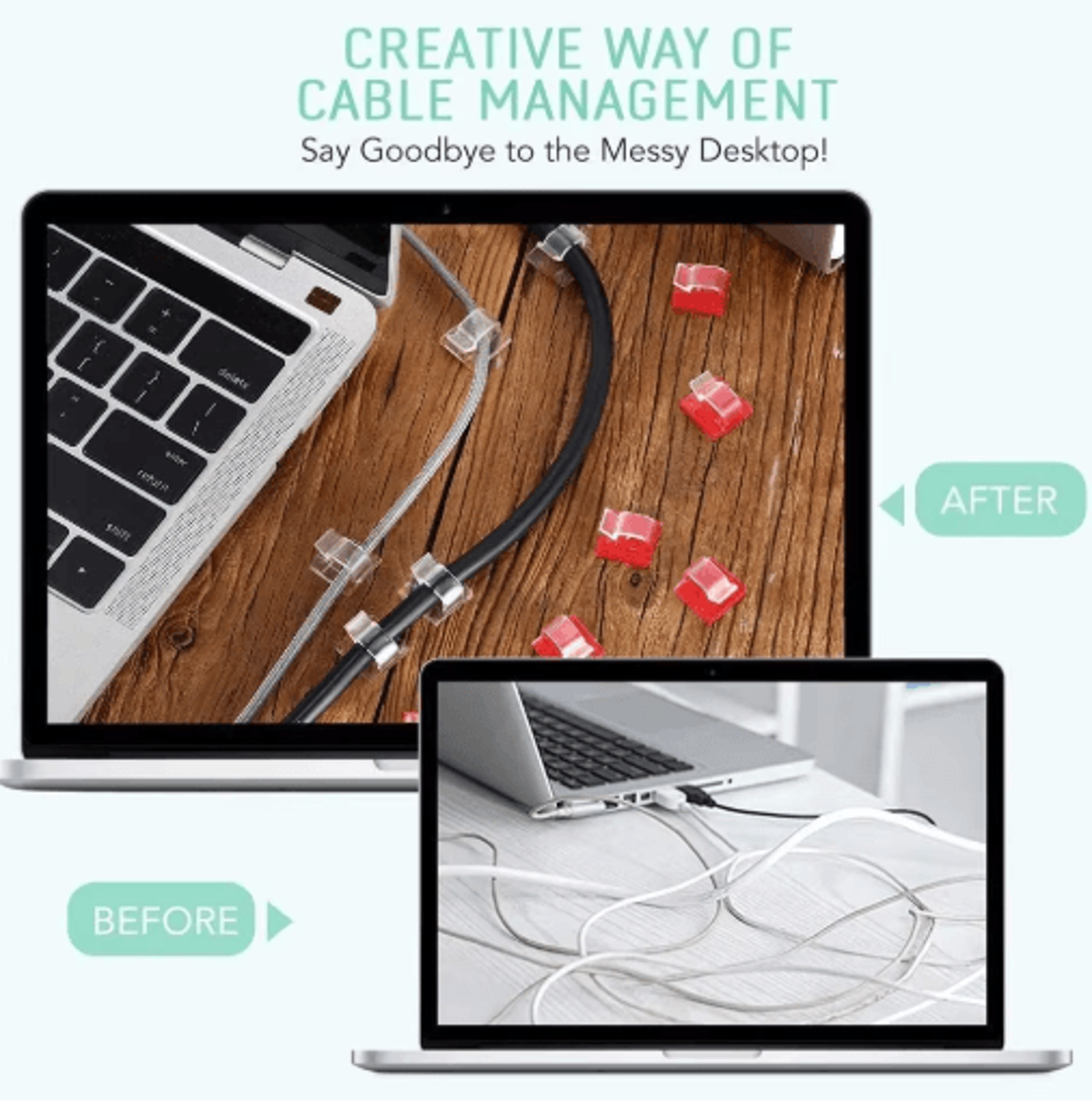 50pcs cable organizer clips adhesive usb cord holder wall mount set
