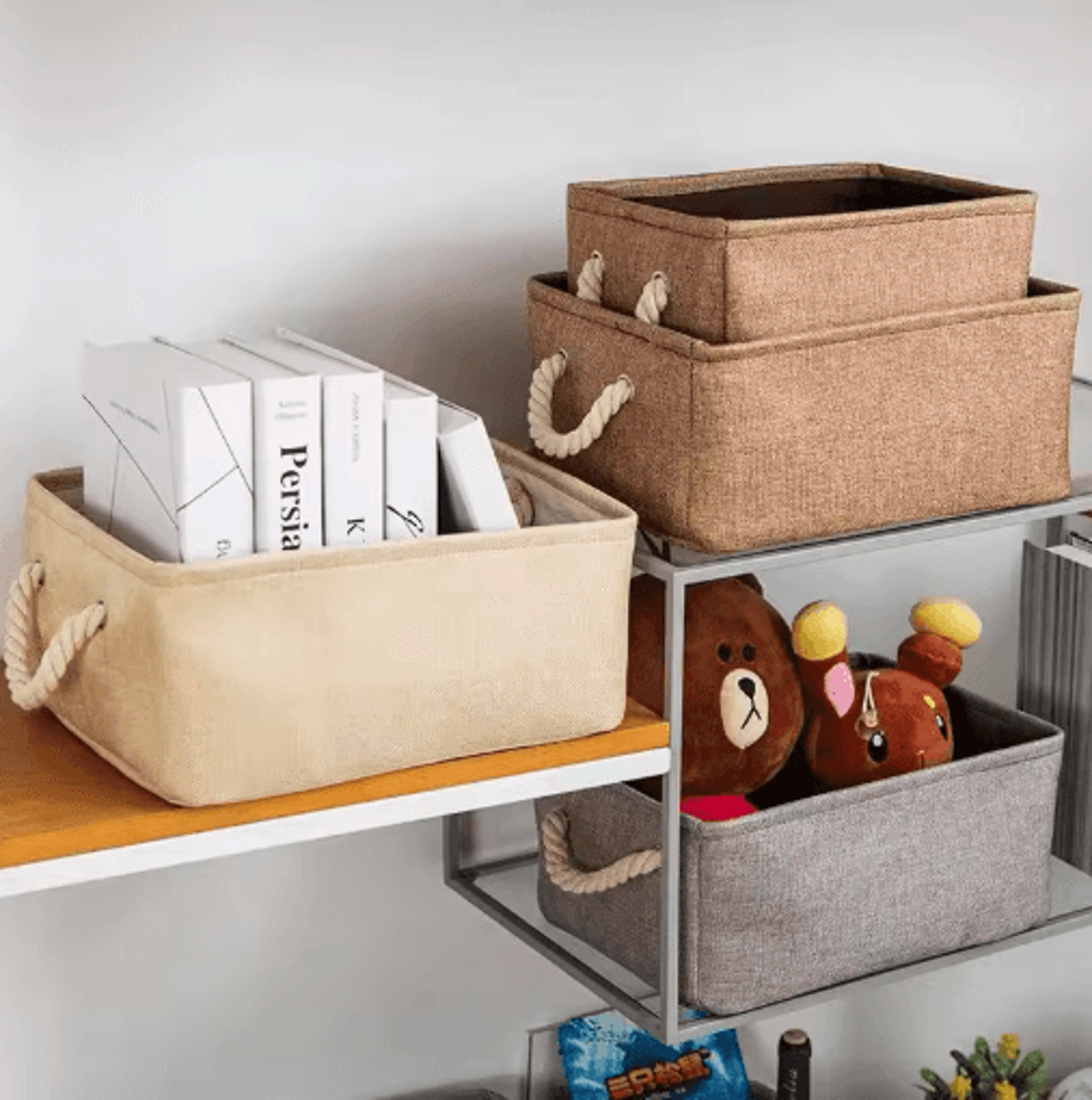 Foldable Linen Storage Basket For Closet Office And Bedroom Organization 7
