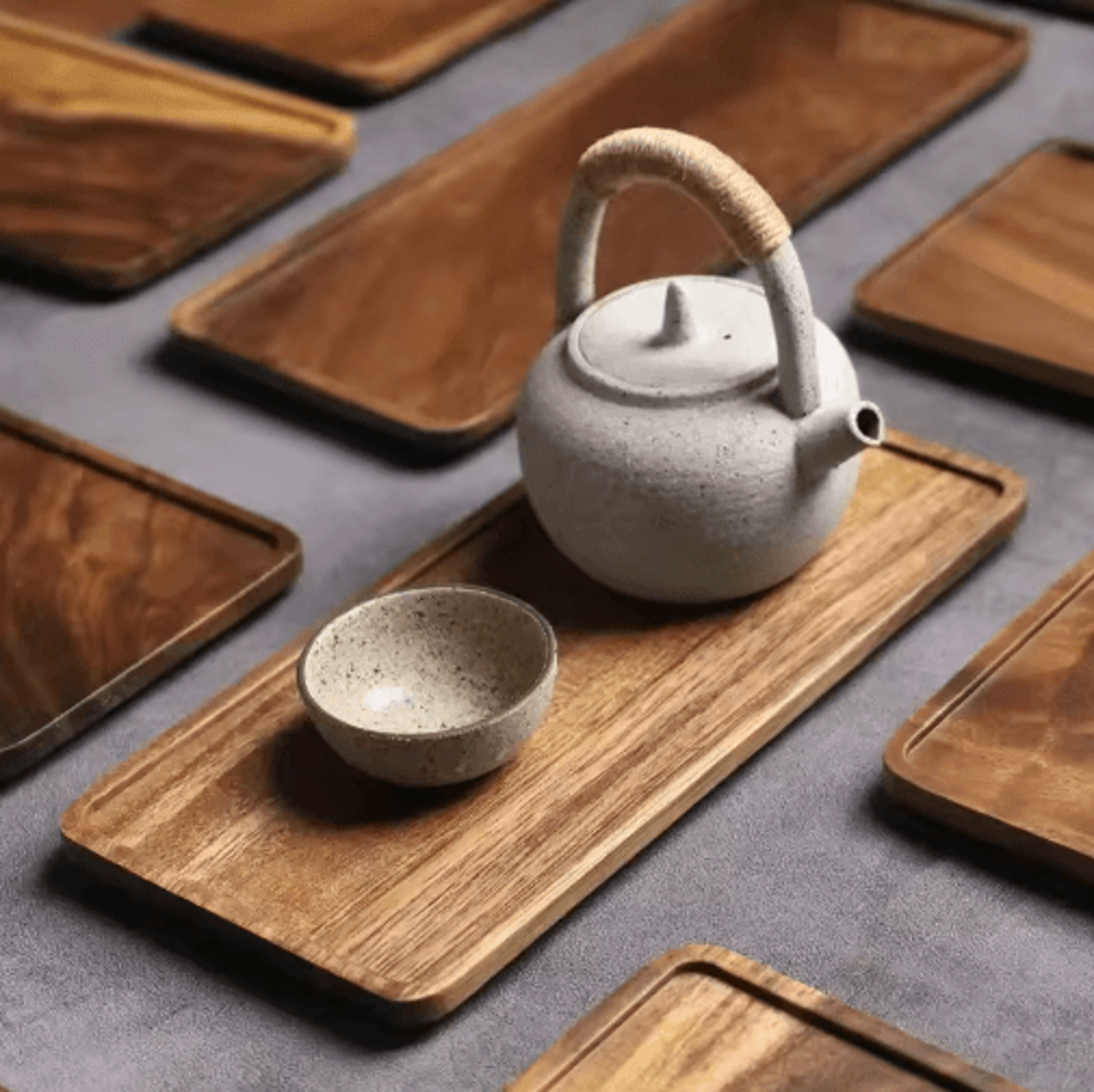 Acacia Wood Rectangular Serving Tray And Long Charcuterie Board 8