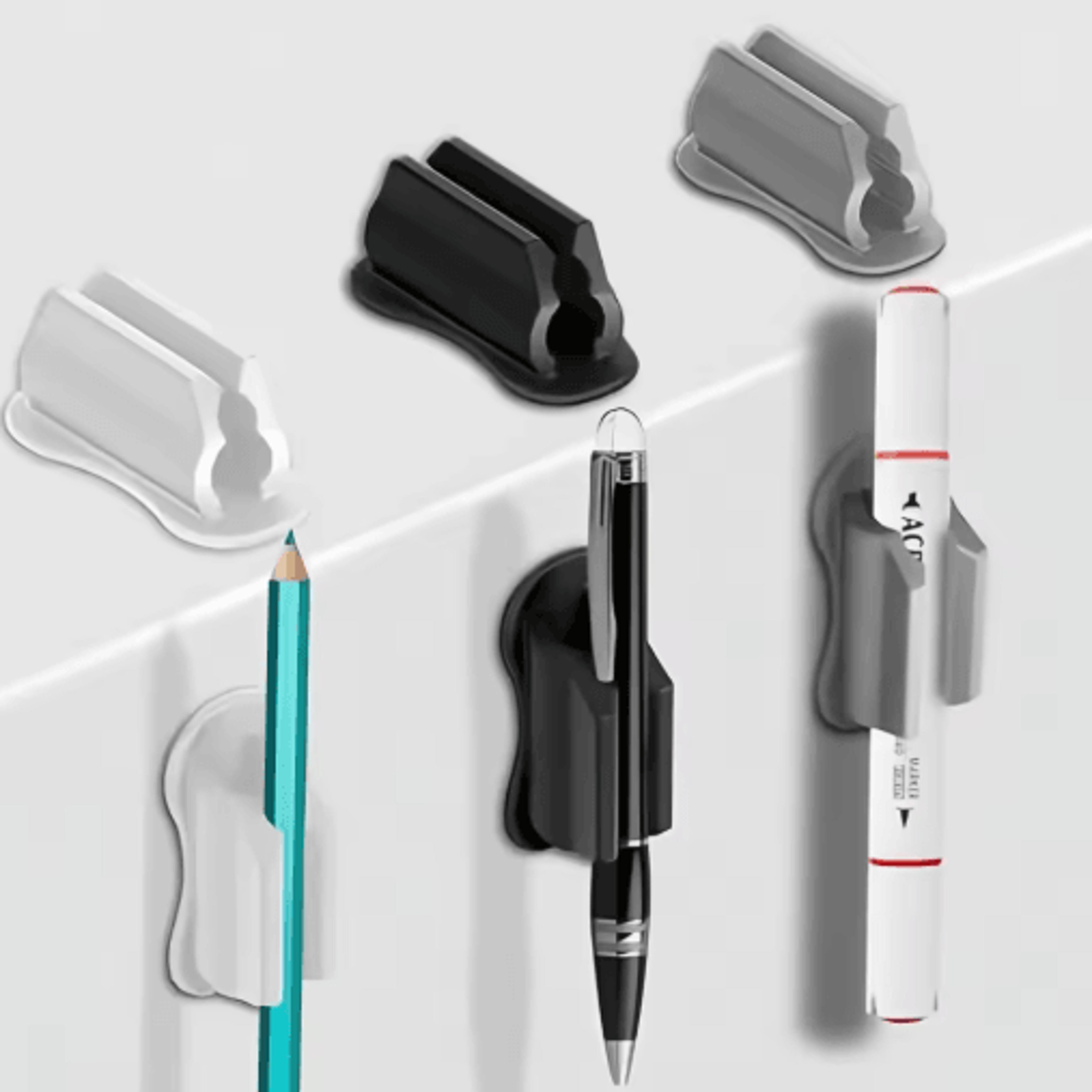 sticksecure self-adhesive pen holder clip for desk organization