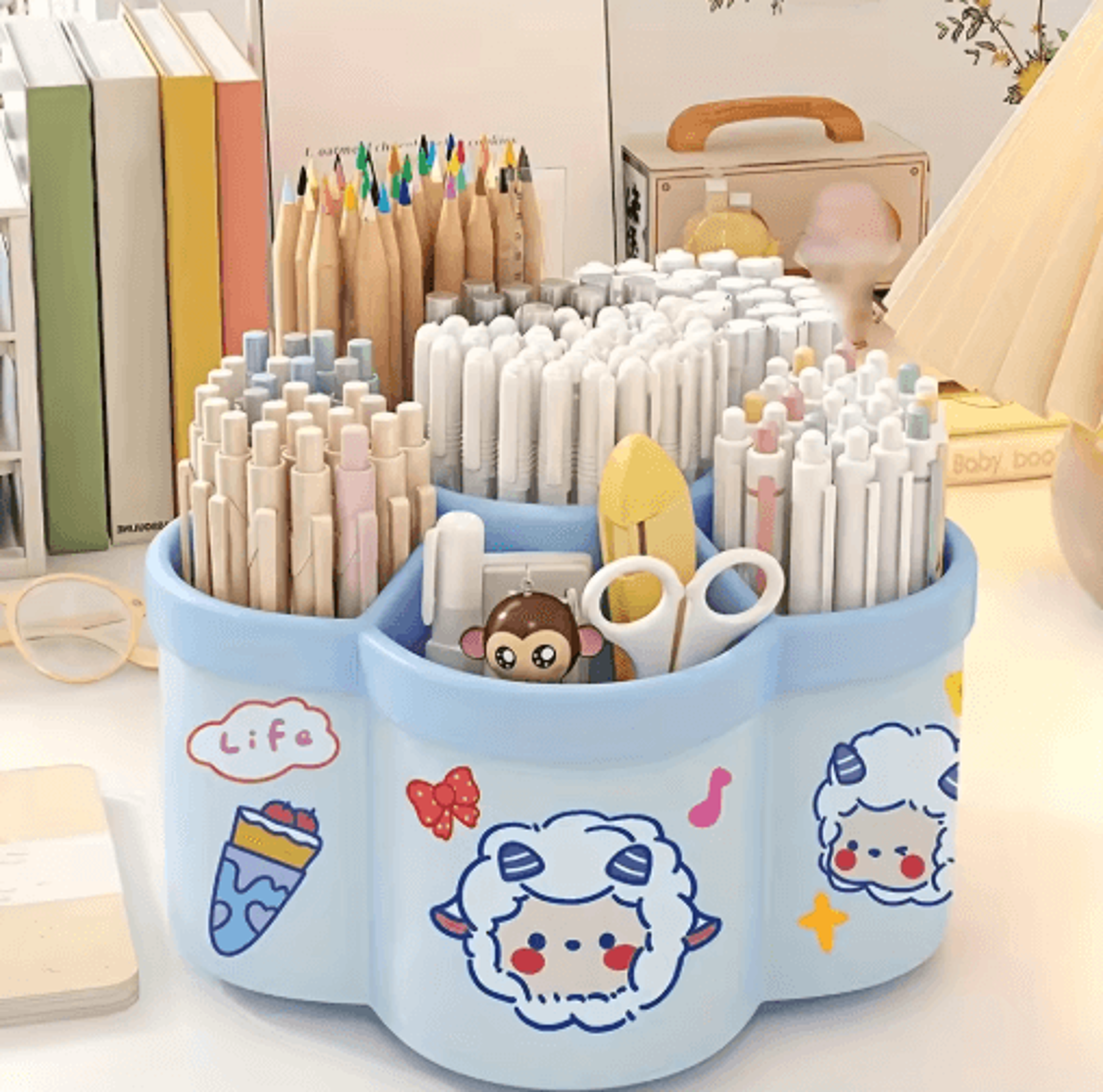 360 Degree Rotating Desk Organizer Multi Compartment Storage Caddy 2