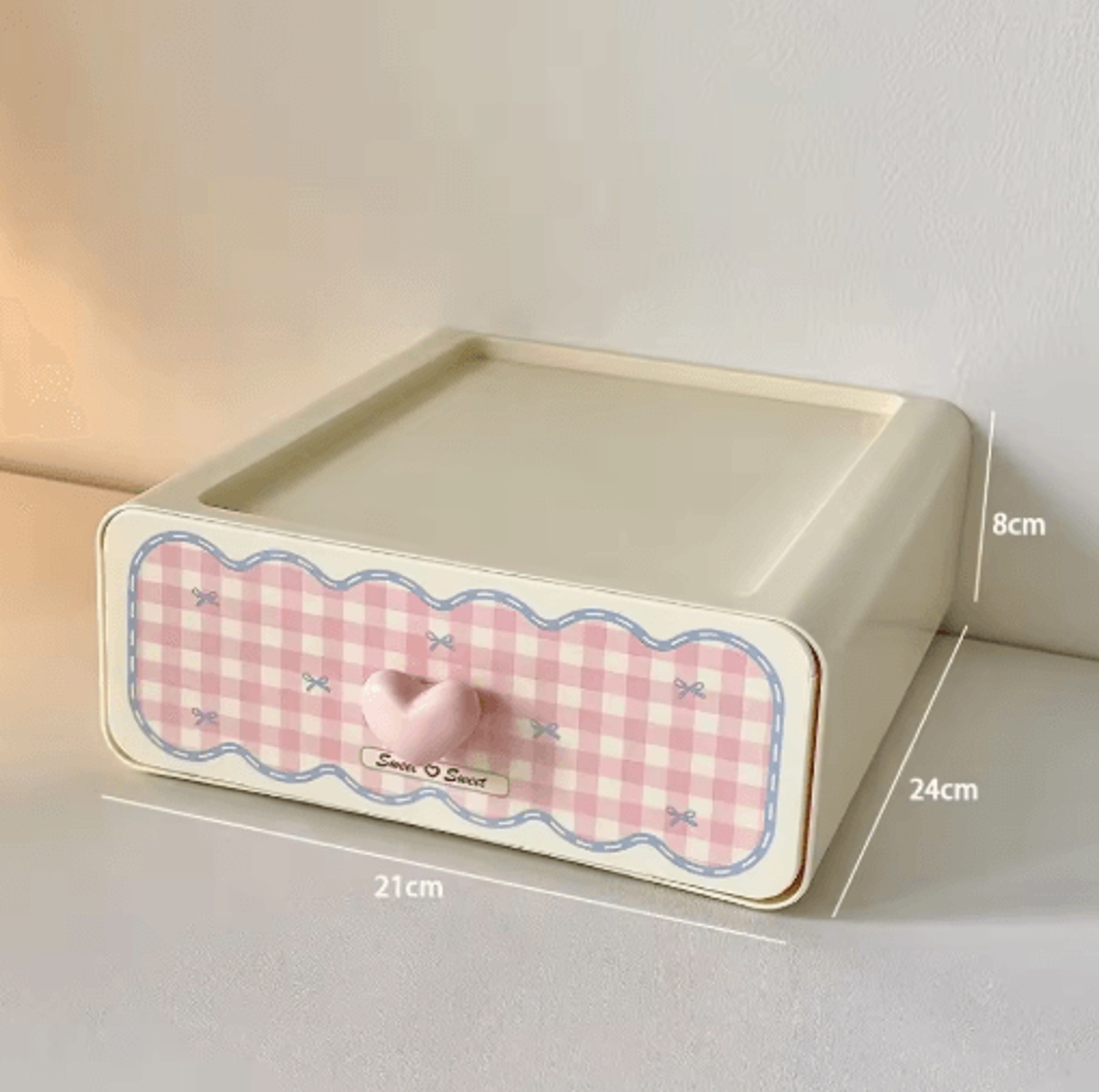 Sweetheart Pink Drawer Storage Box Desktop Makeup And Desk Organizer 5