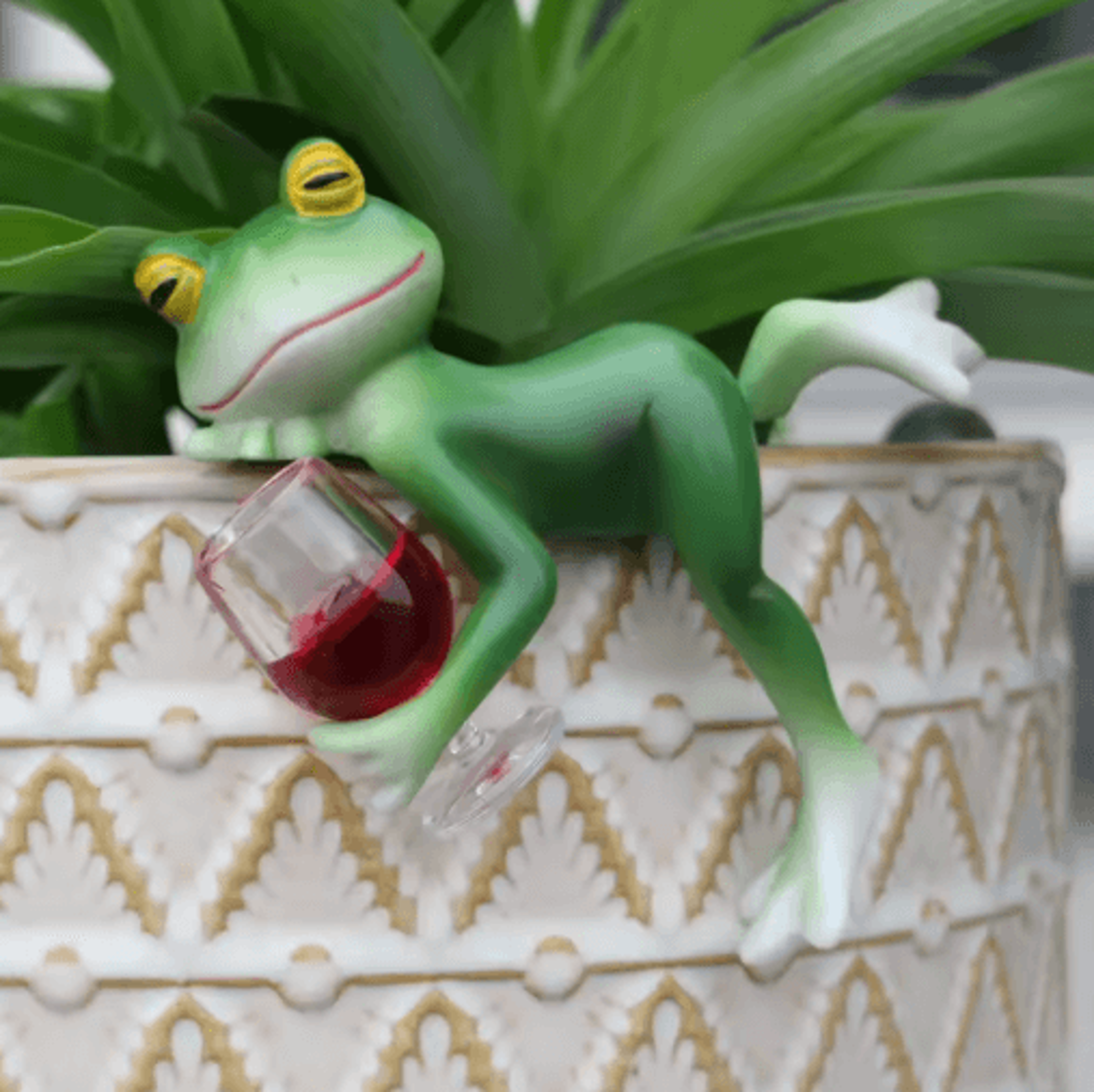 Frog Wine Glass Garden Hanging Whimsical Frog Garden Decor 6