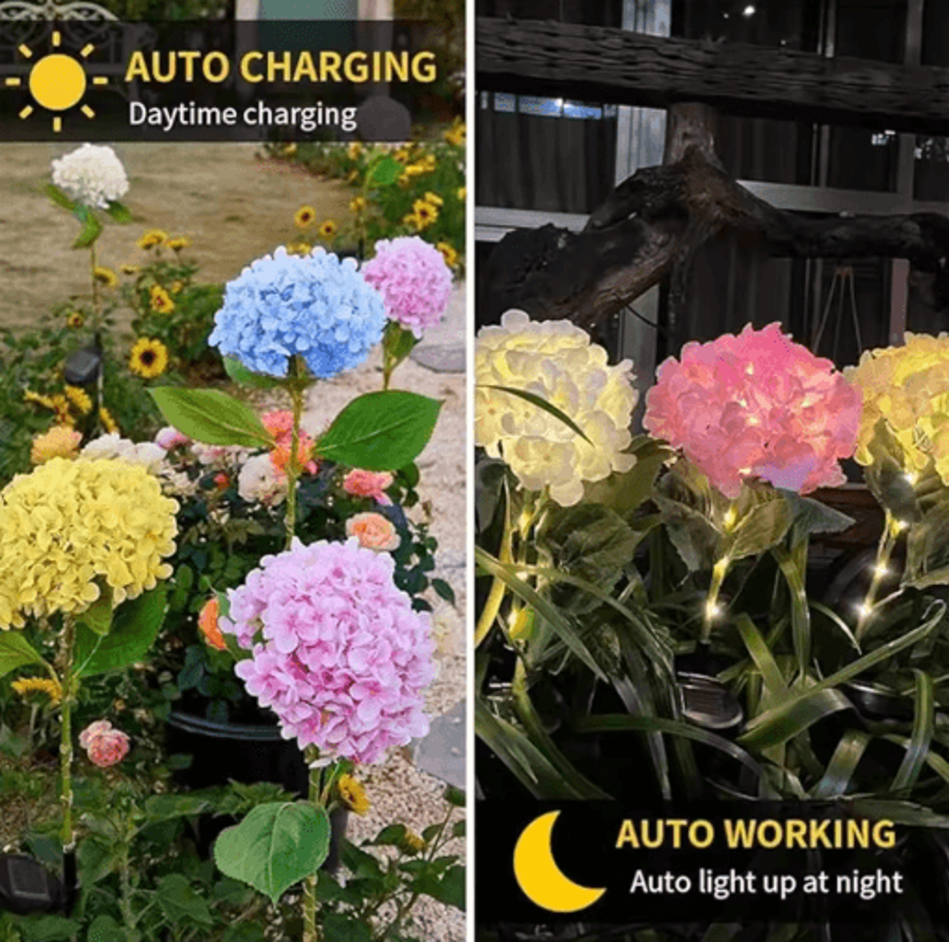 Solar Hydrangea Garden Lights Waterproof LED Flower Stake Pathway Decor 5
