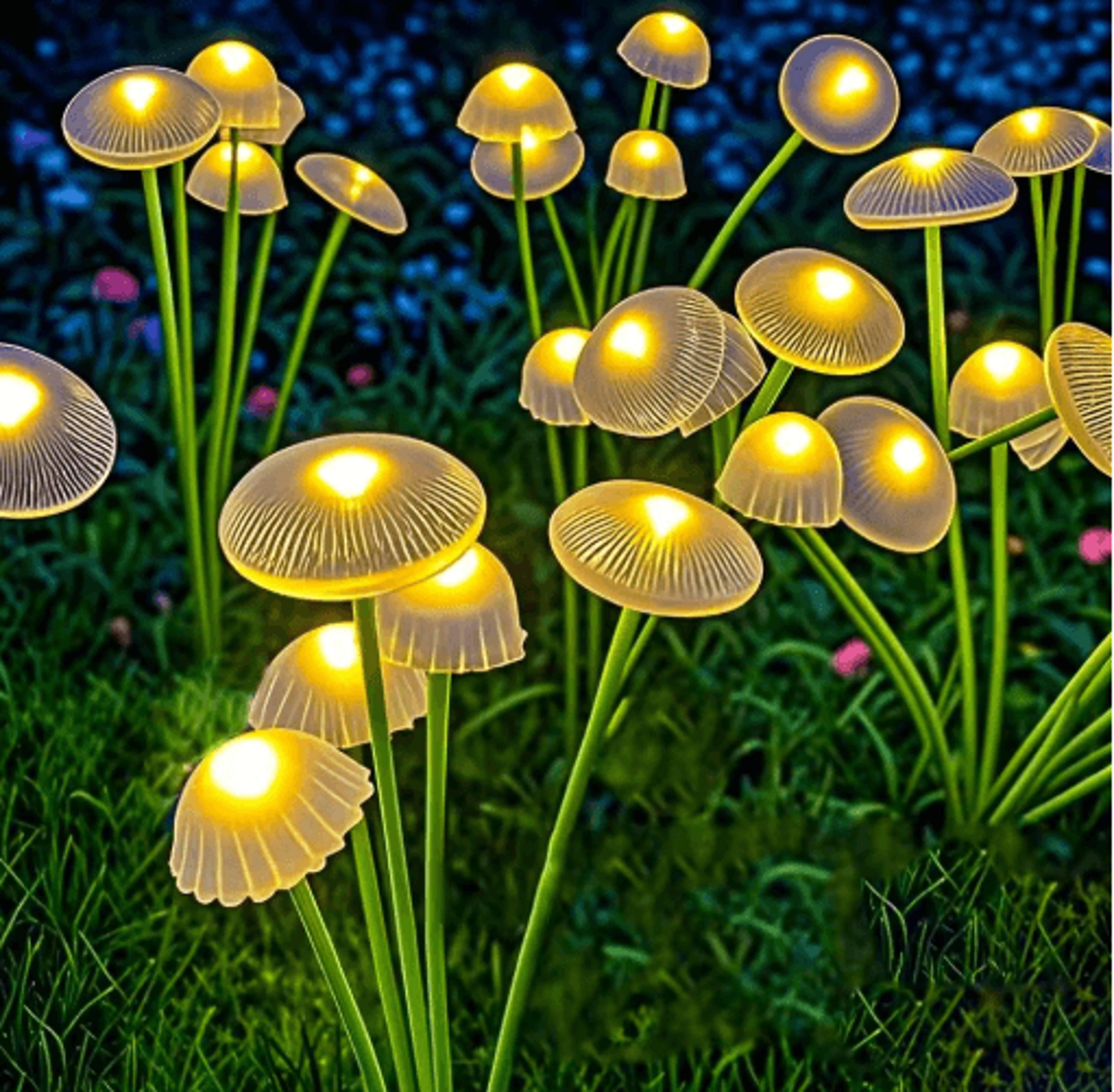 Solar Mushroom Garden Lights Dual Mode LED Jellyfish Pathway Decor 1