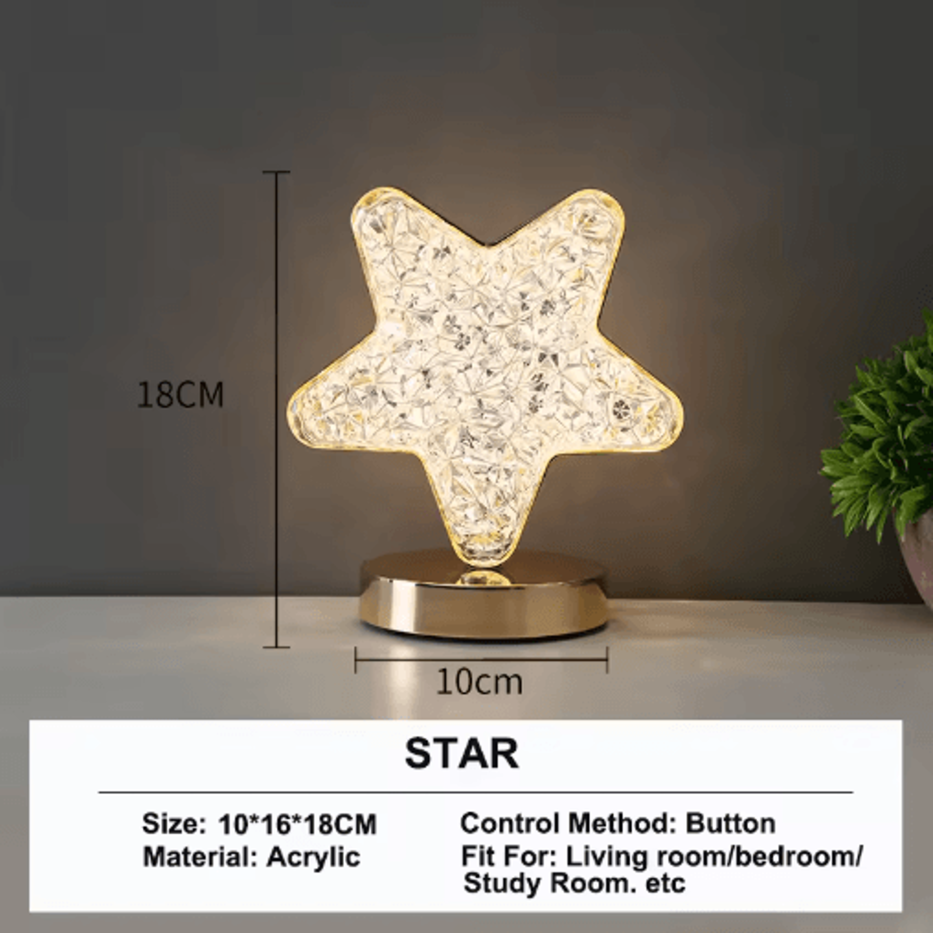 3D Crystal Touch LED Night Light USB Rechargeable Color Changing Kids Lamp 2