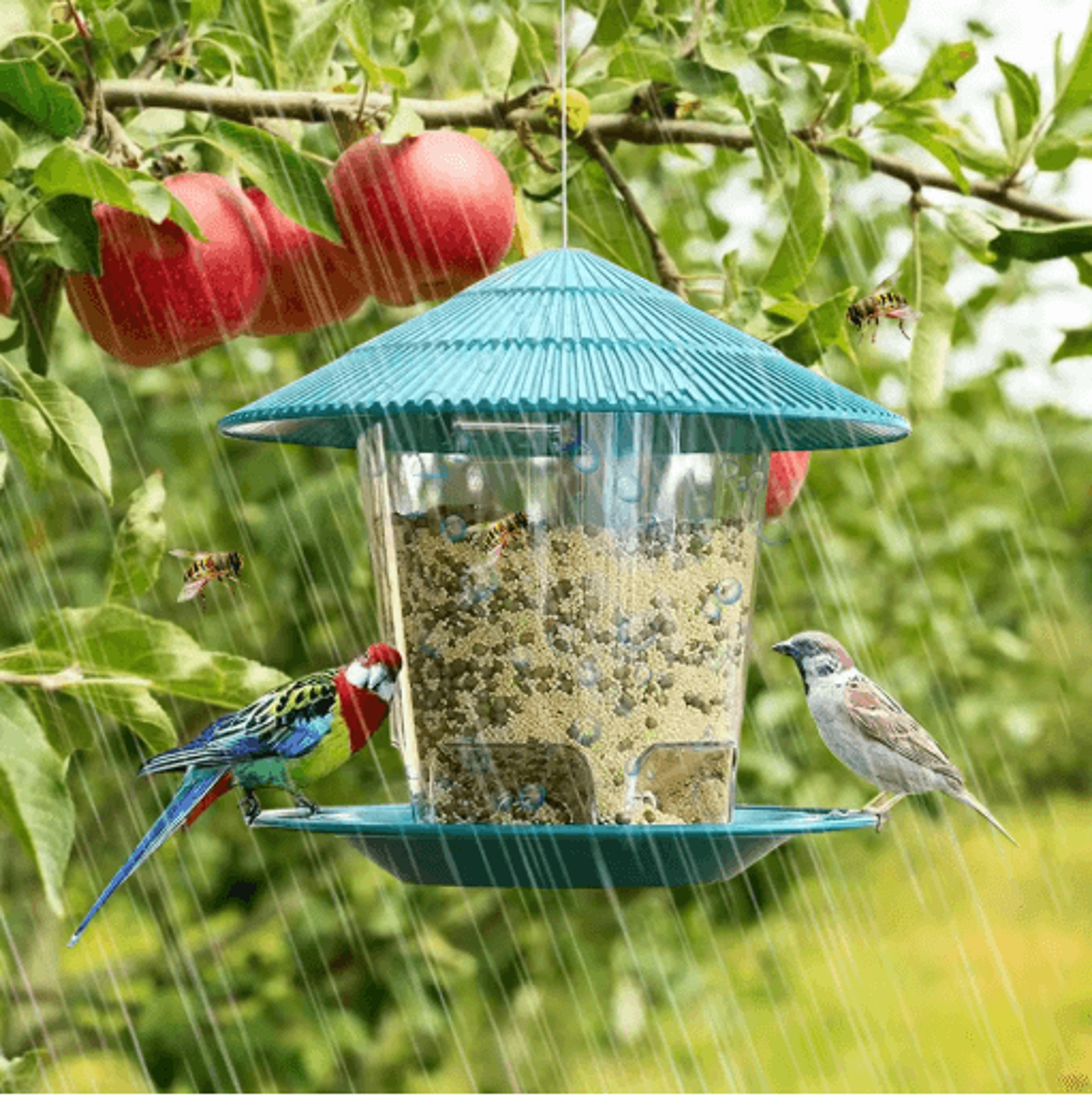 PerchSmart Automatic Bird Feeder Hanging Multi Hole Outdoor Bird Feeder Dispenser 5