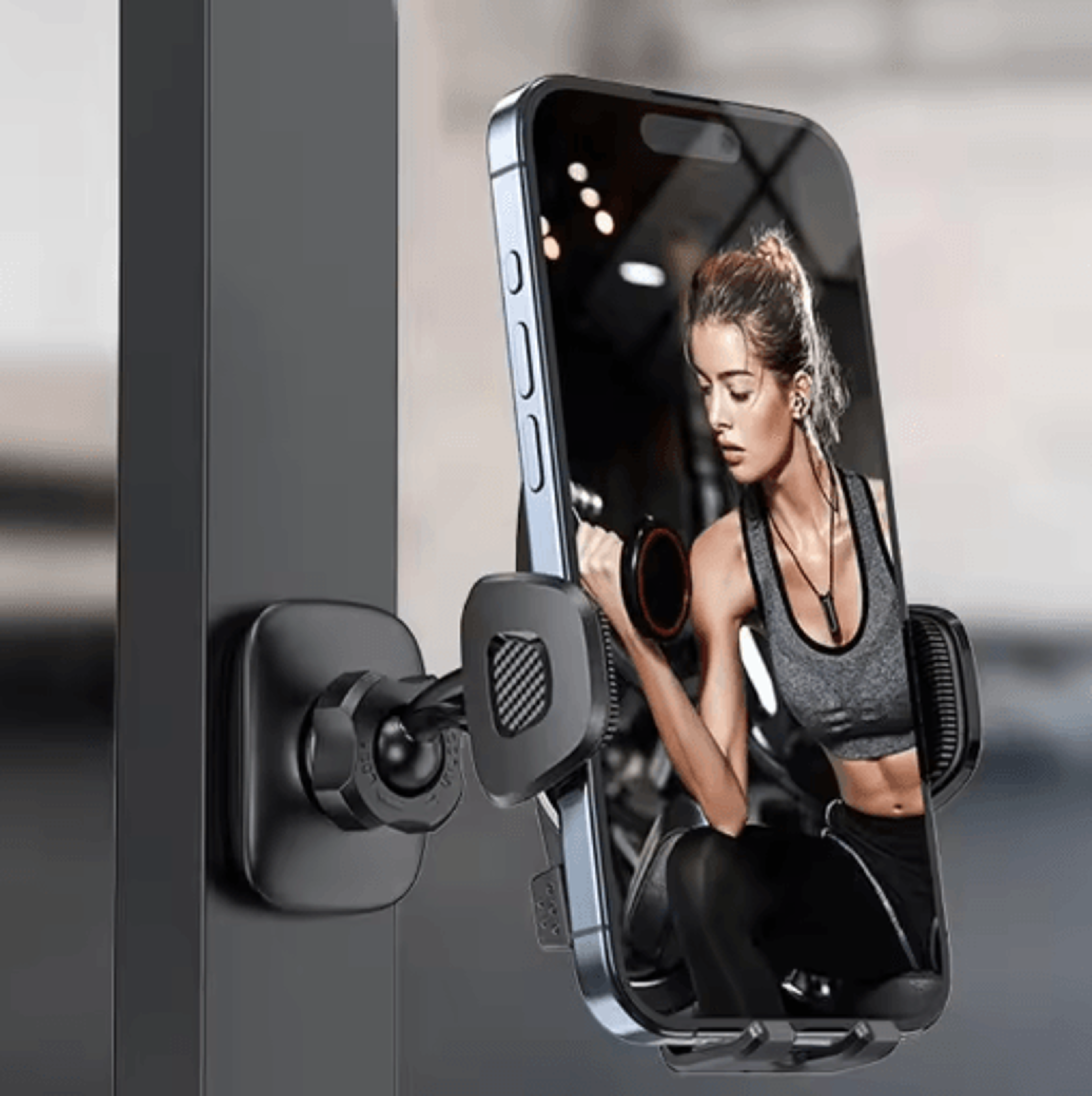 irongrip magnetic gym phone holder – 360° adjustable workout phone mount for smartphones