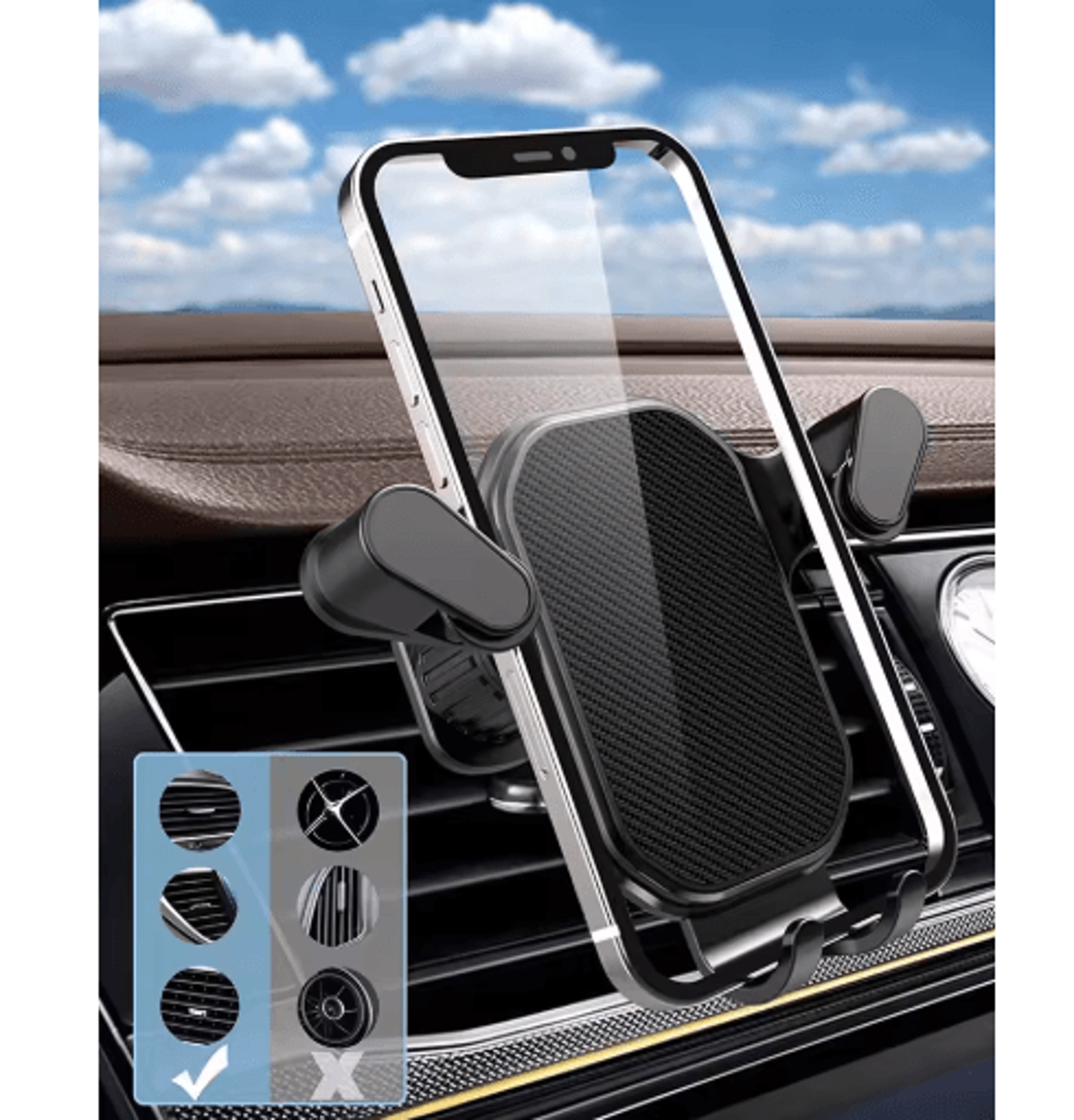SecureGrip Universal Car Phone Holder  Air Vent  Dashboard AntiDrop Navigation Mount 5