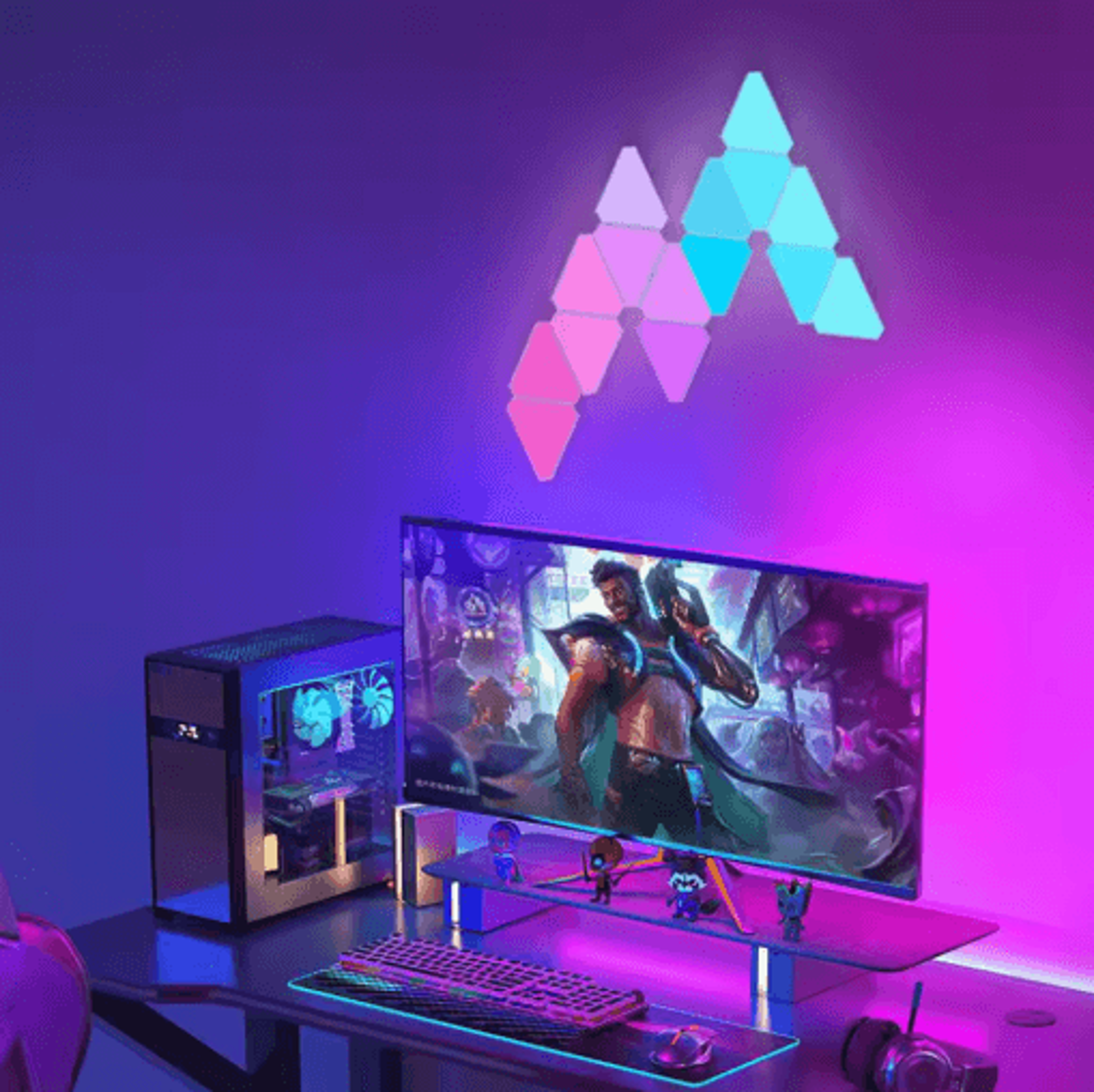 QuantumGlow Smart Triangle LED Wall Lights  Modular RGB Gaming  Bedroom Atmosphere Lamp 1