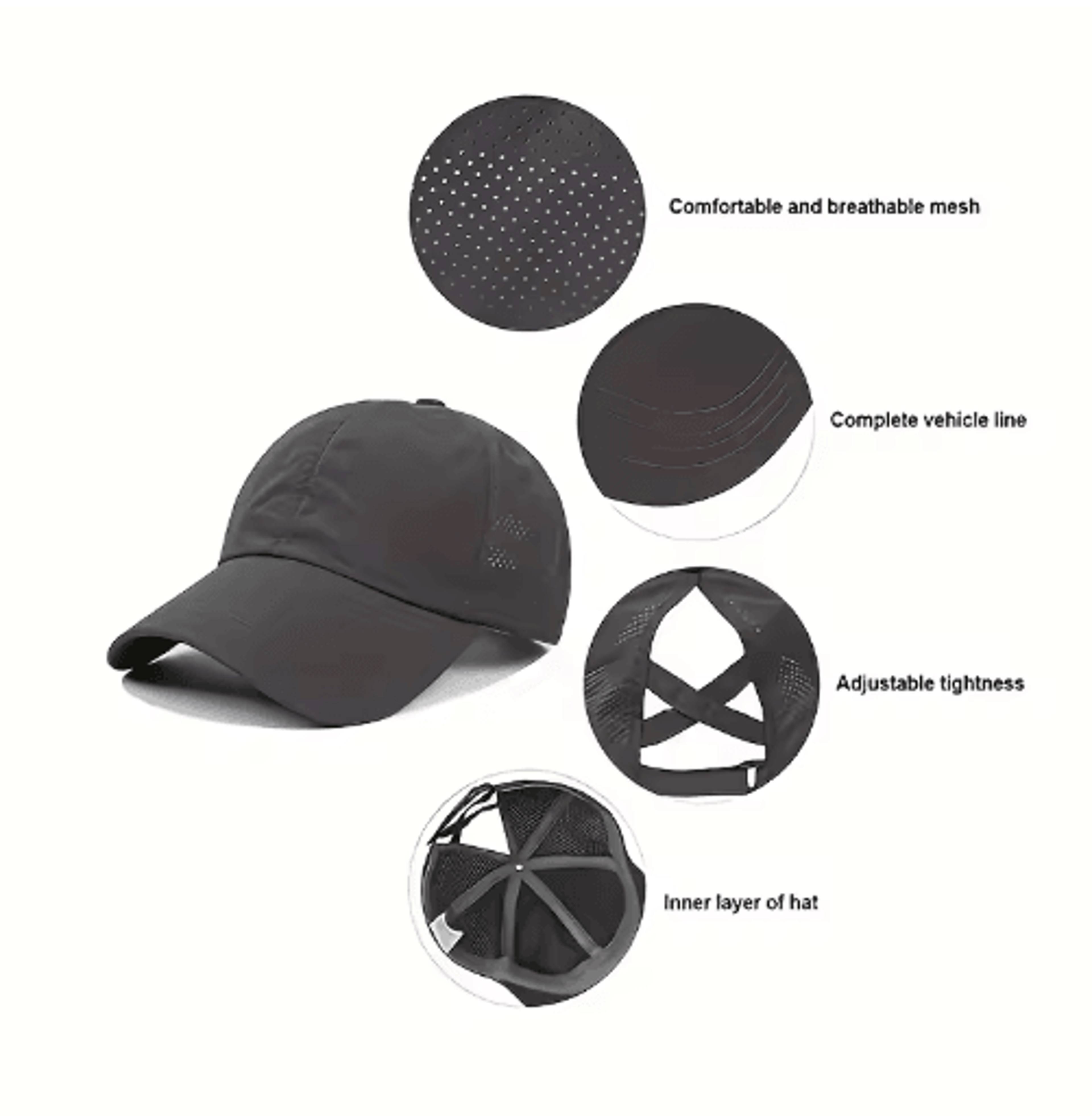 Womens High Ponytail Sports Baseball Cap Quick Dry Breathable Mesh Sun Hat 10