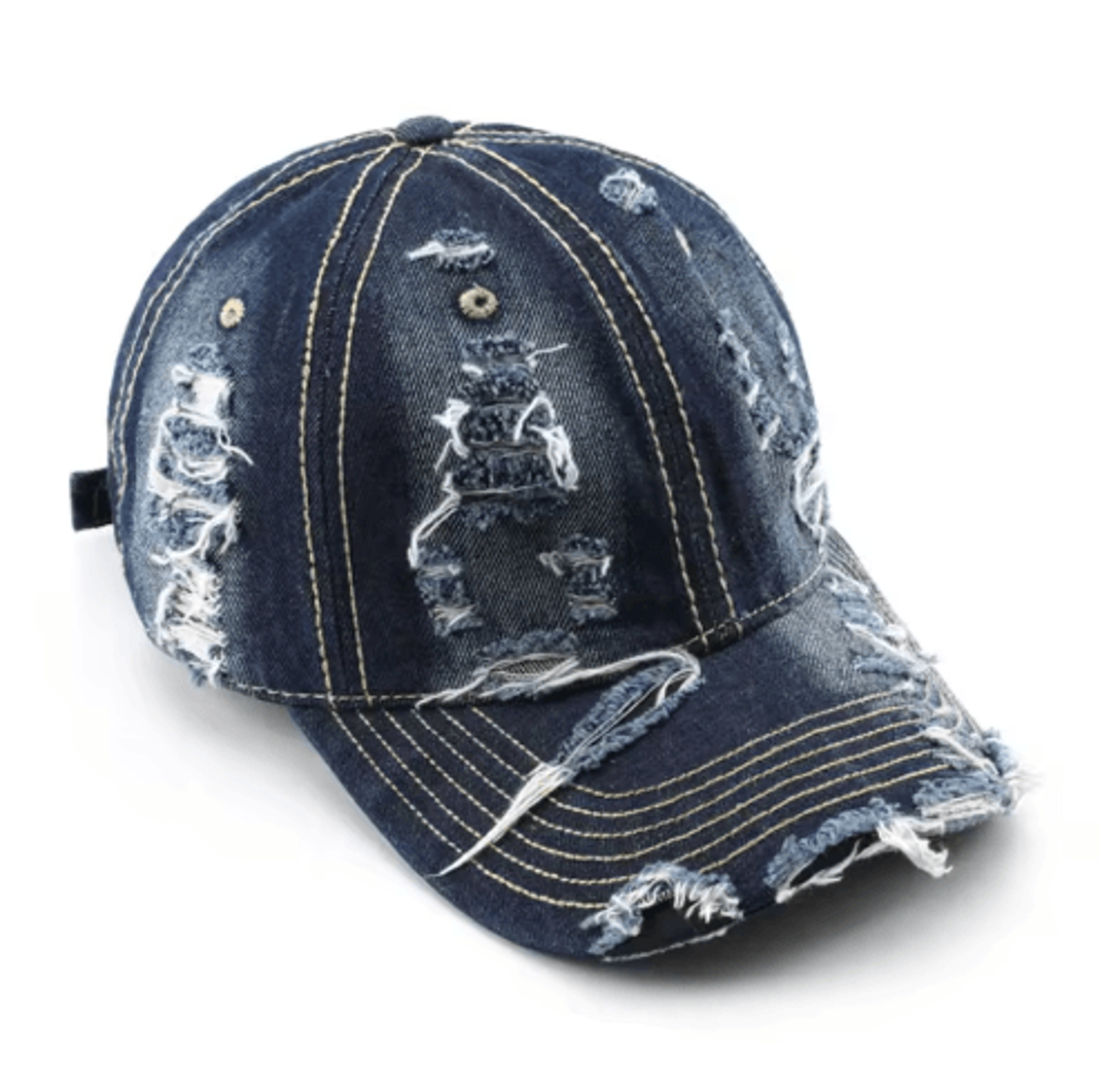 Vintage Distressed Denim Baseball Cap  Street Style Hip Hop Trucker Hat 1