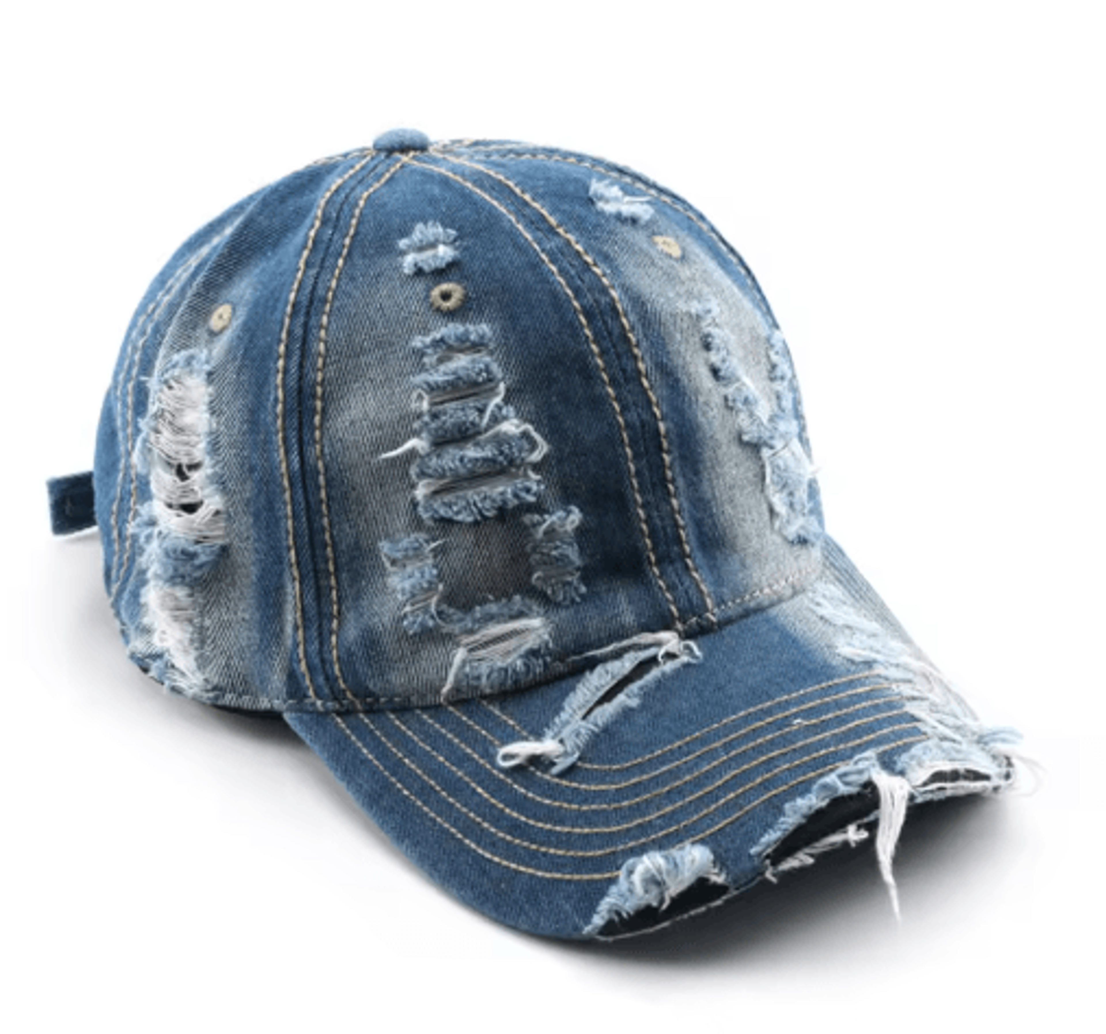 Vintage Distressed Denim Baseball Cap  Street Style Hip Hop Trucker Hat 2