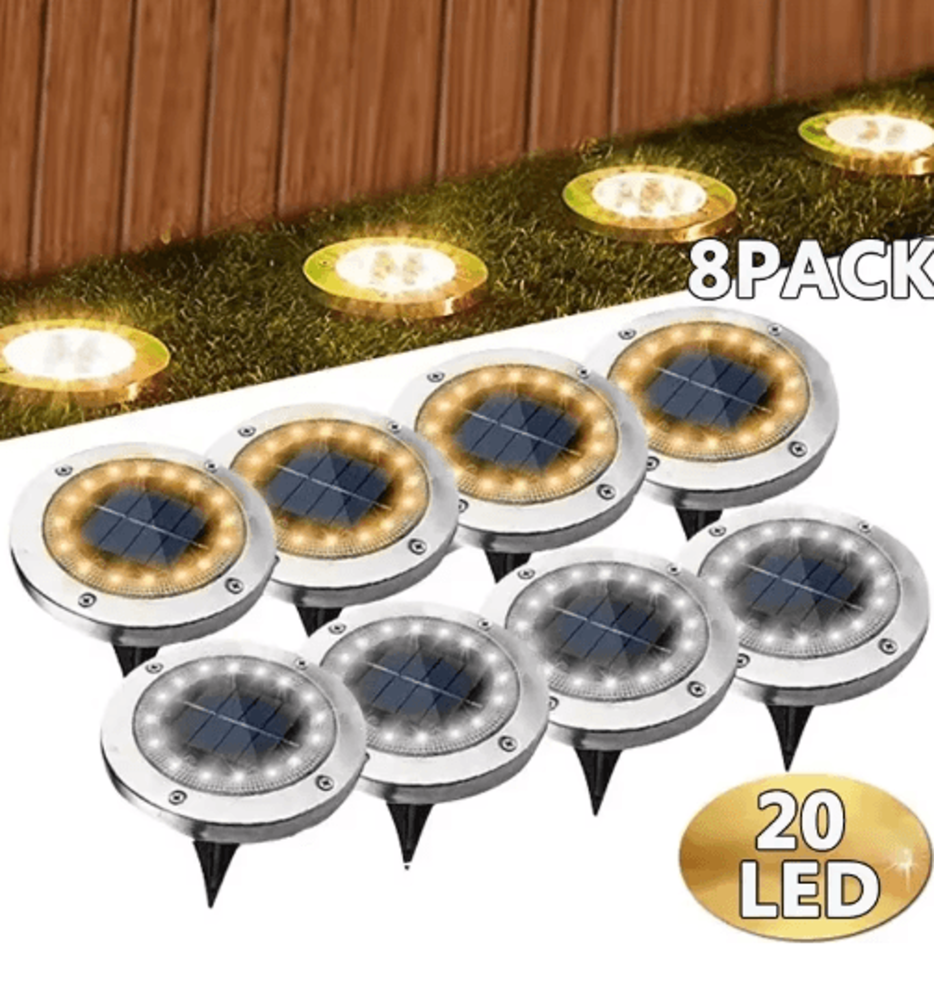 led solar ground lights – waterproof buried solar disk lights for garden & pathway