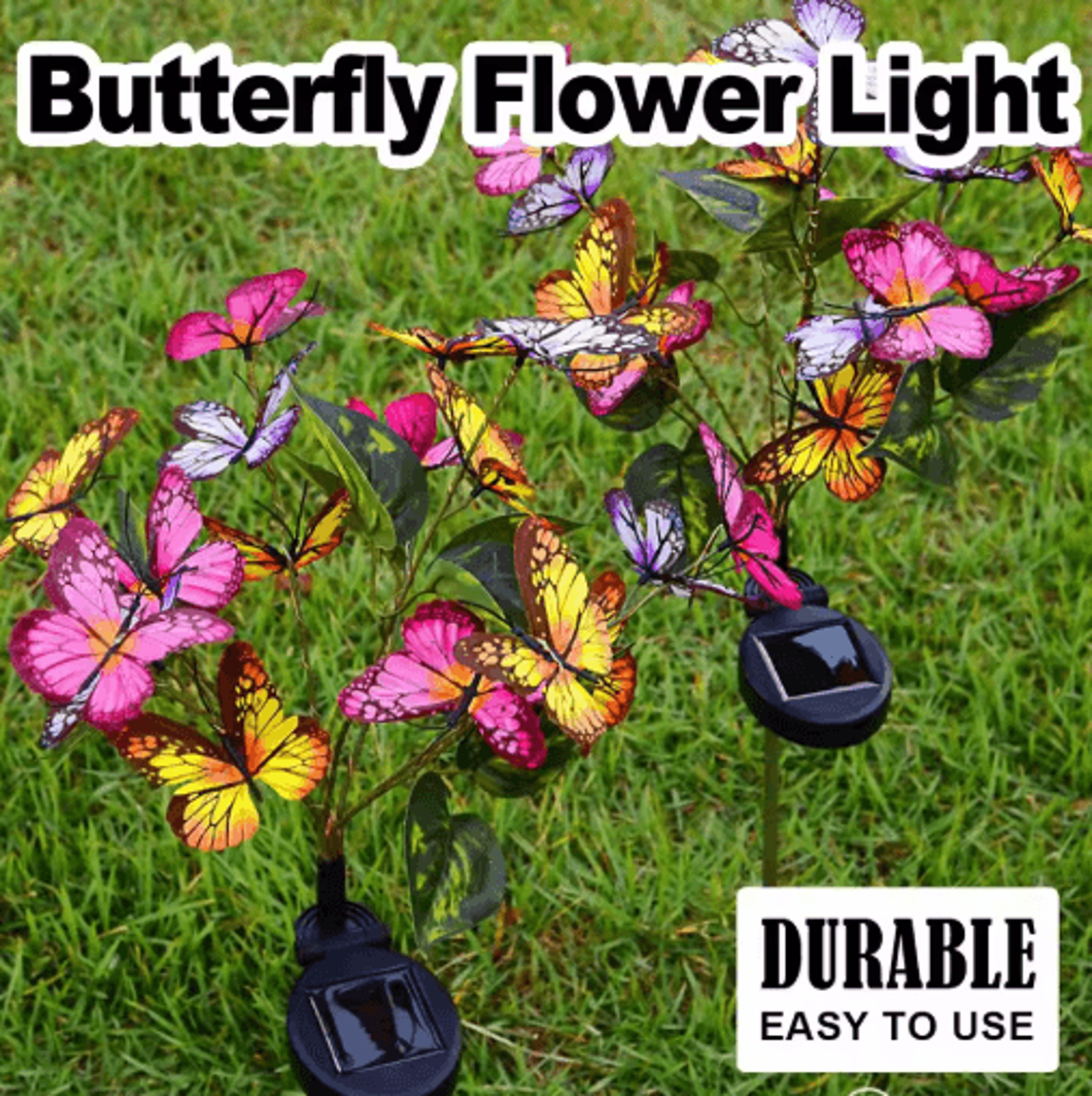 butterfly flower solar garden stake lights – waterproof led outdoor pathway decor
