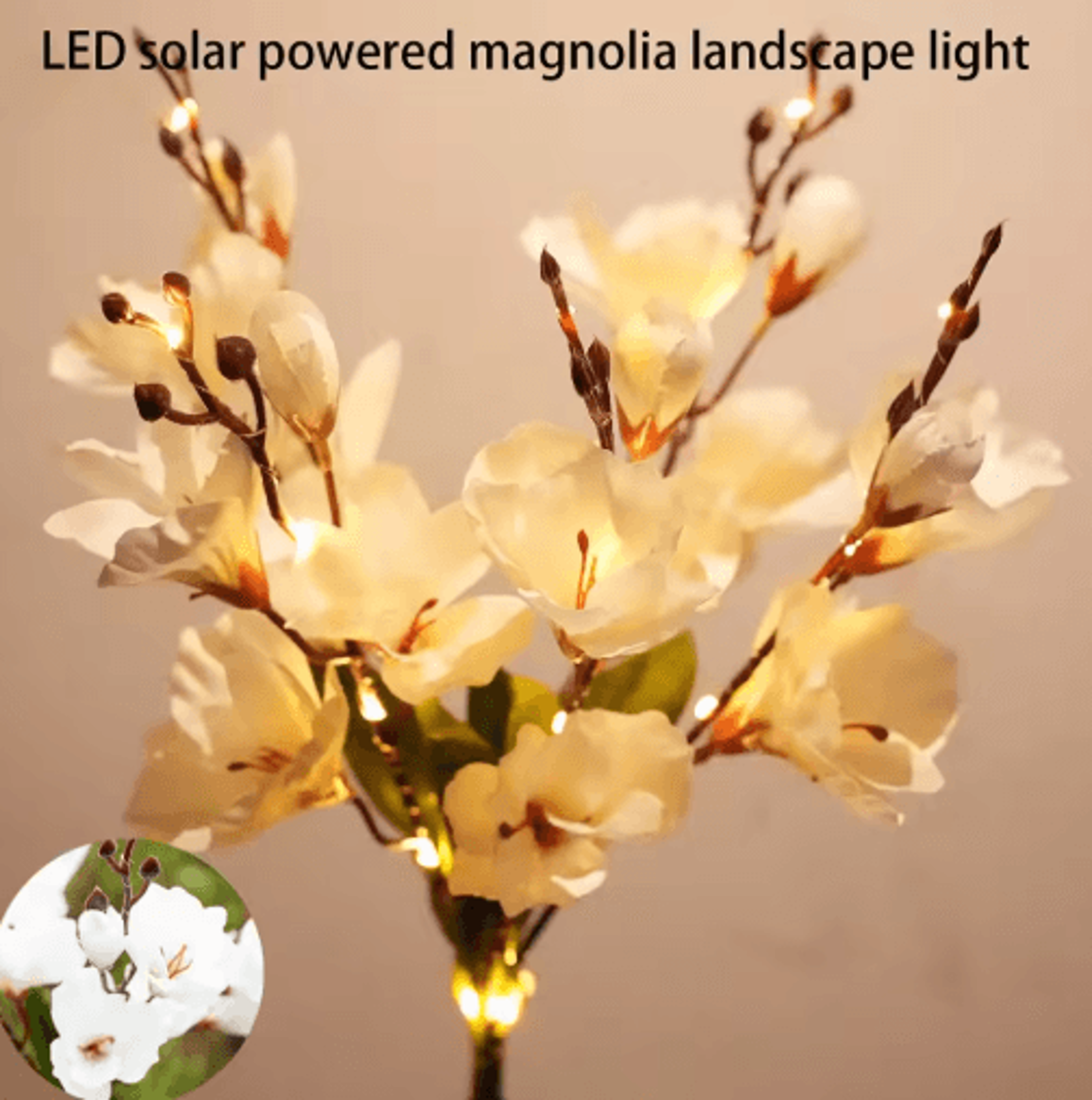 solar magnolia flower garden lights – waterproof led outdoor holiday decor