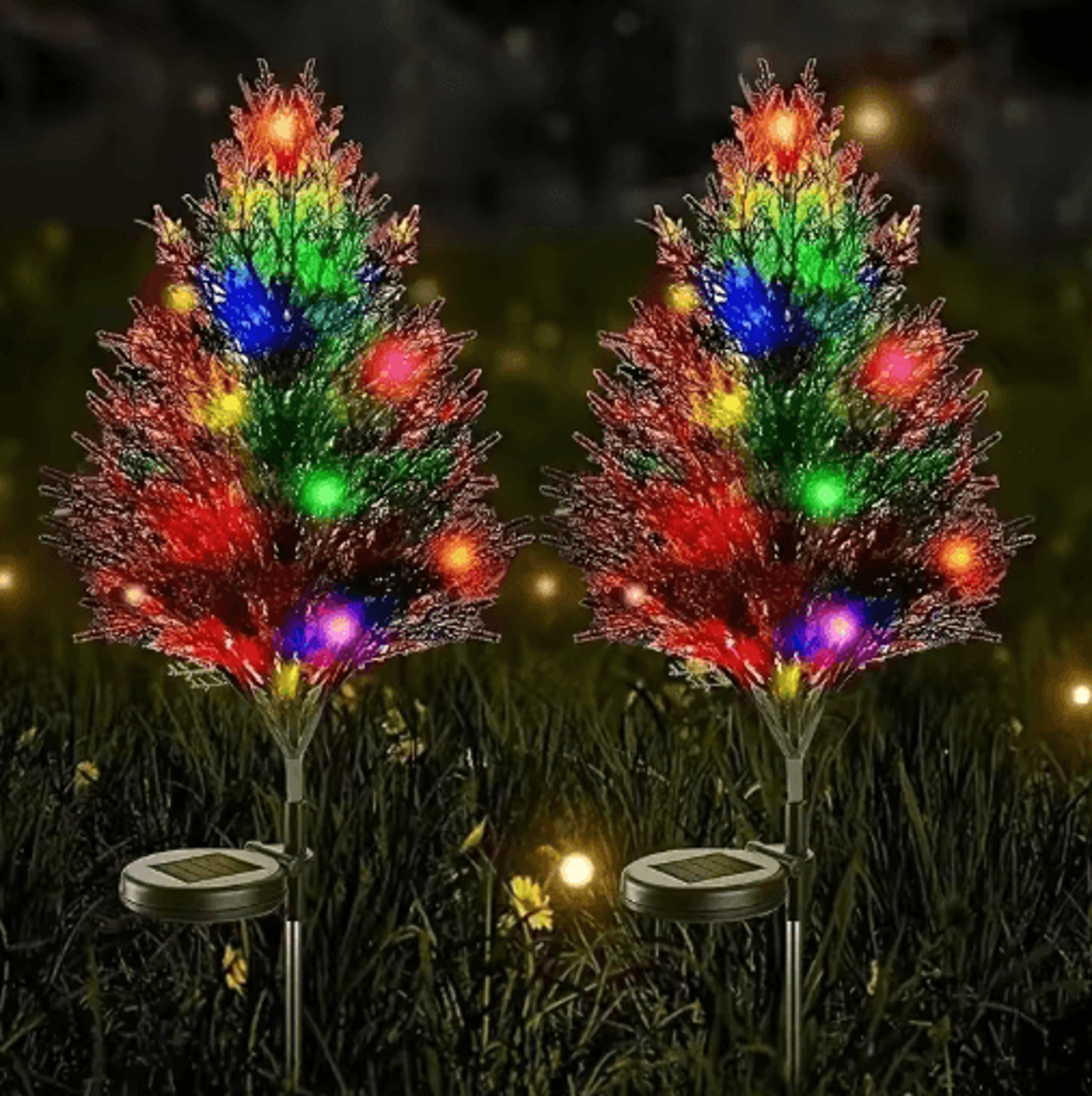 Multicolor Solar Christmas Tree Garden Lights  Outdoor Pathway  Lawn Holiday Decor 1