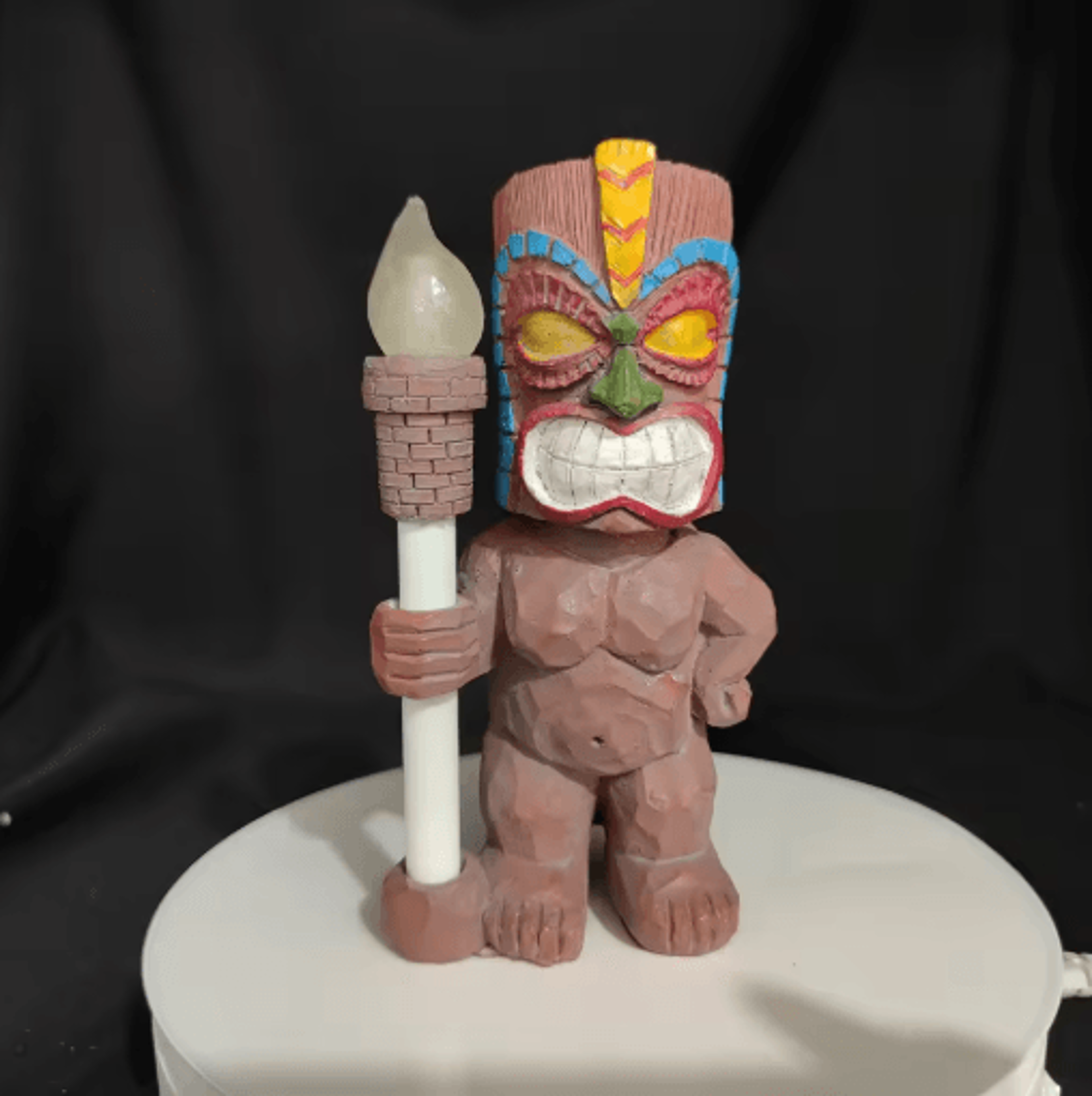 Solar Tiki Totem Garden Statue  Tropical Outdoor Decor With LED Light 6