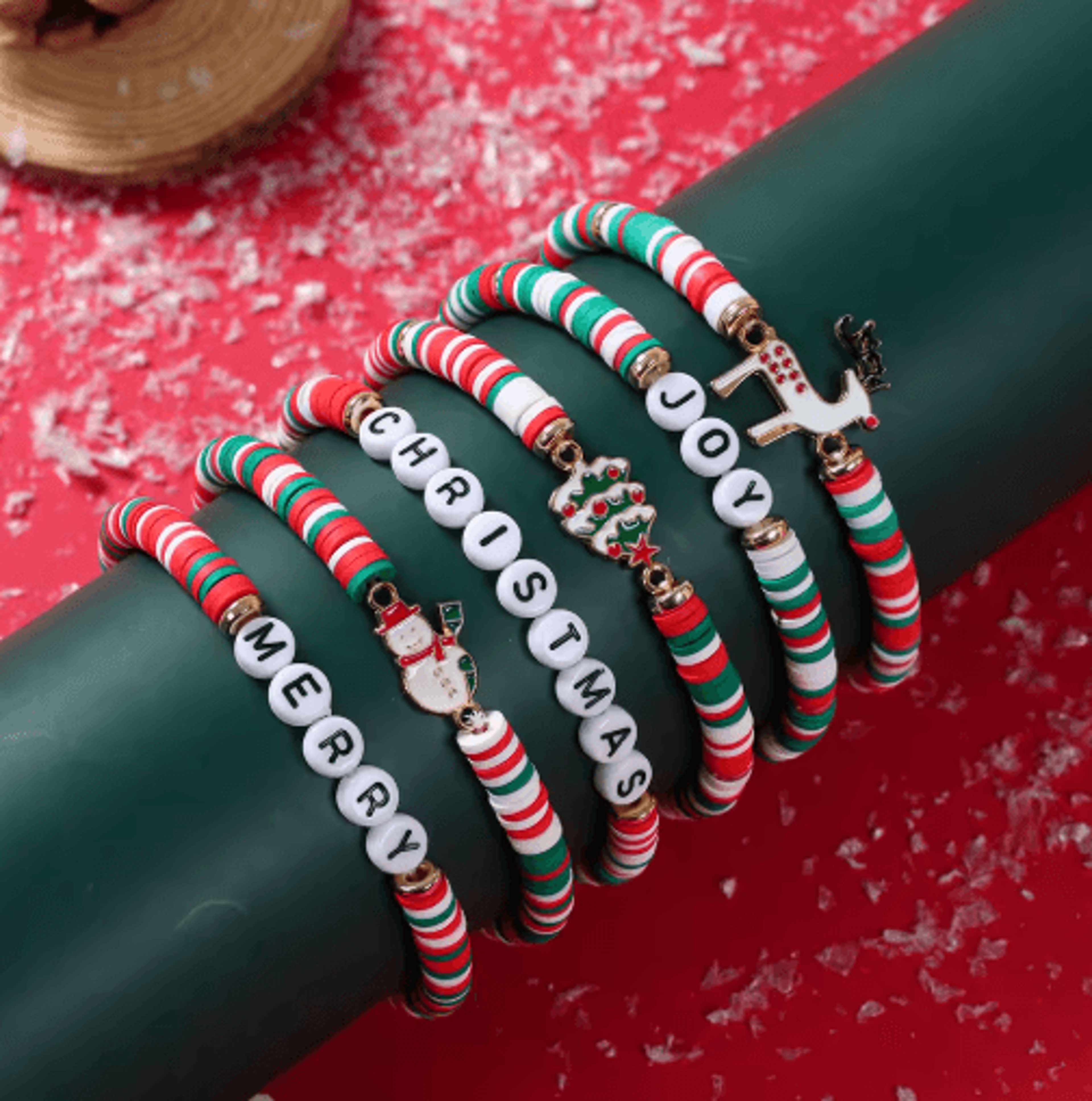festive reindeer christmas bracelet set for kids party favors (6/7pcs)