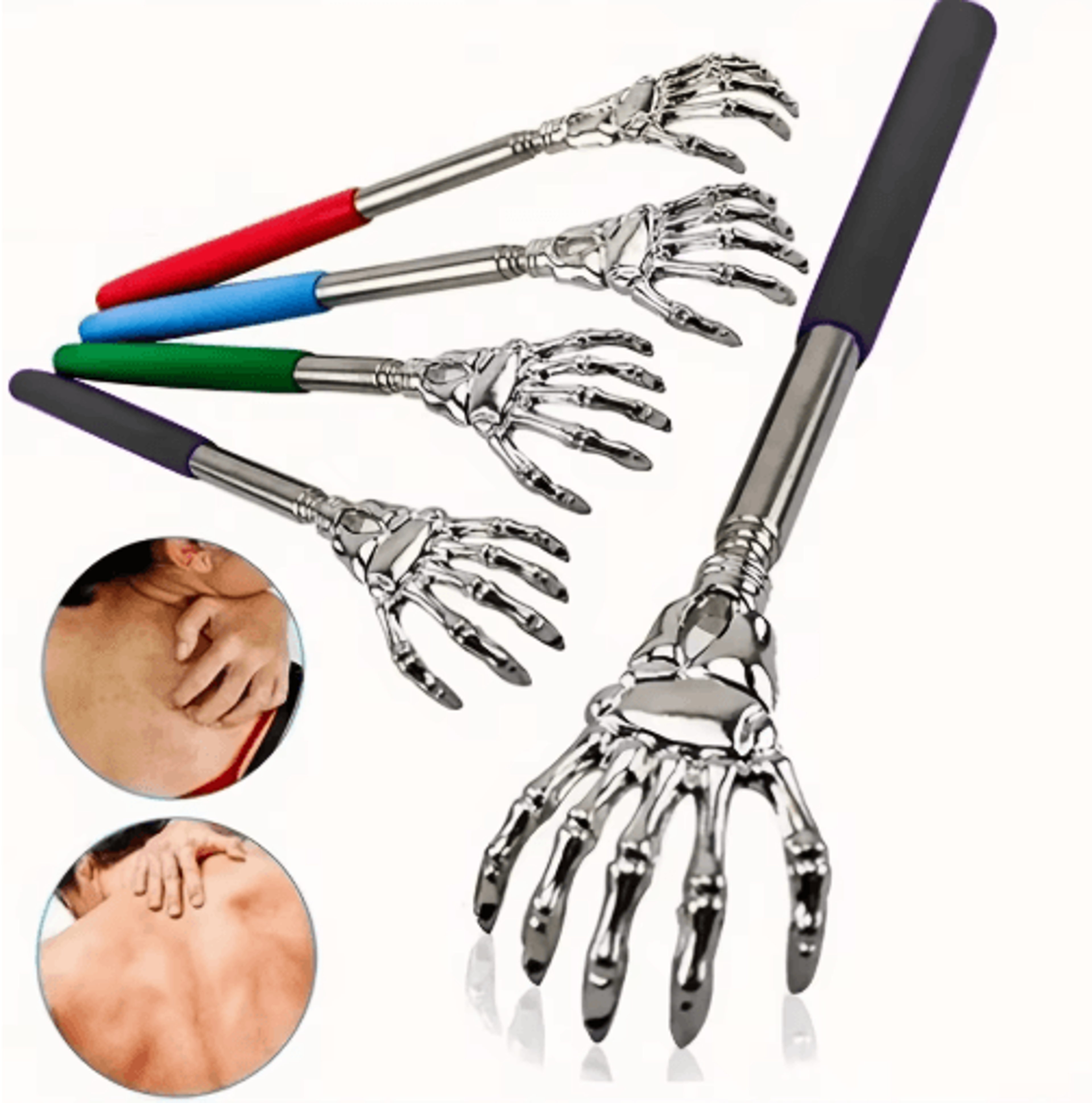 portable stainless steel telescoping back scratcher – extendable back massager