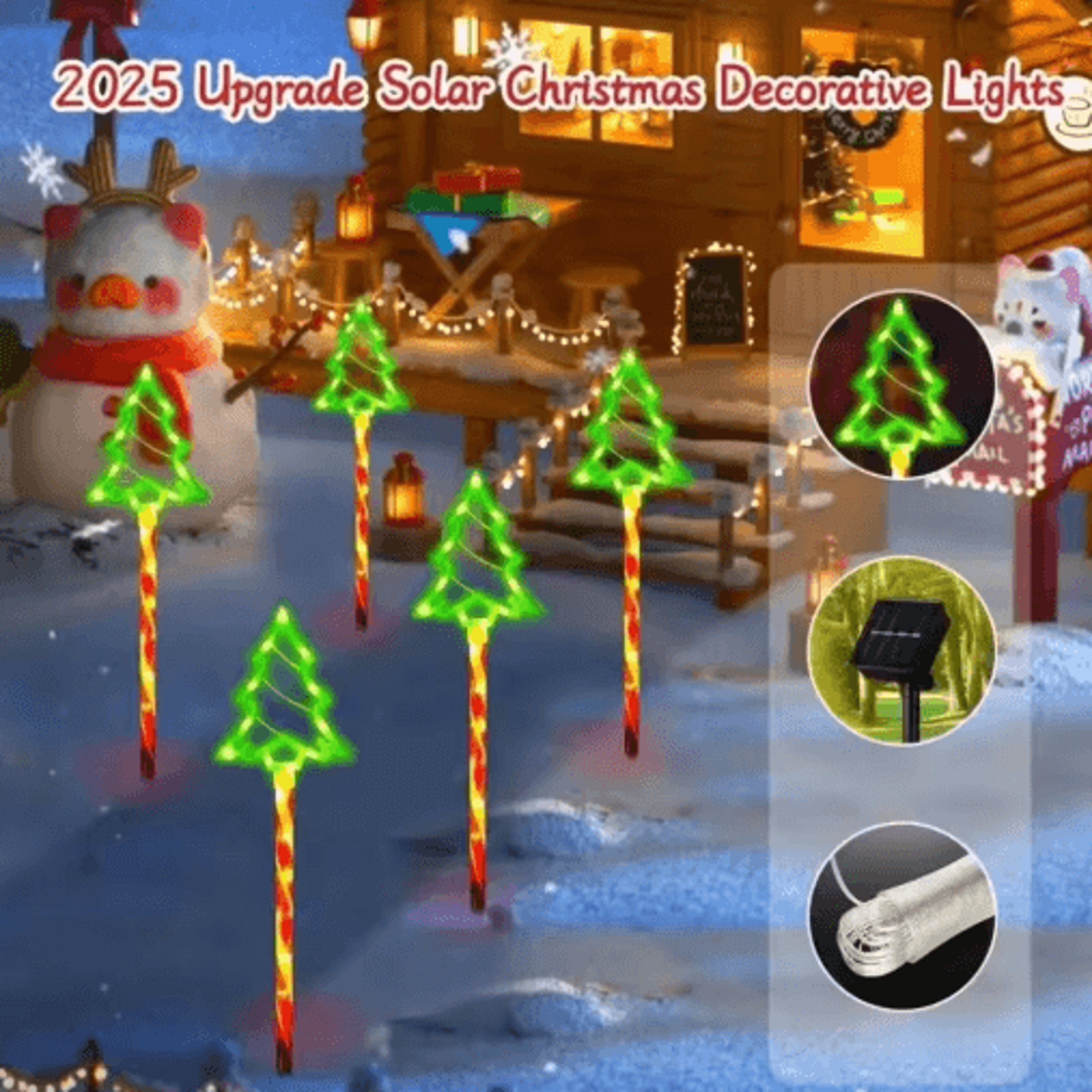 Solar Candy Christmas Tree Garden Lights 5PC Outdoor Stake Light Set 4