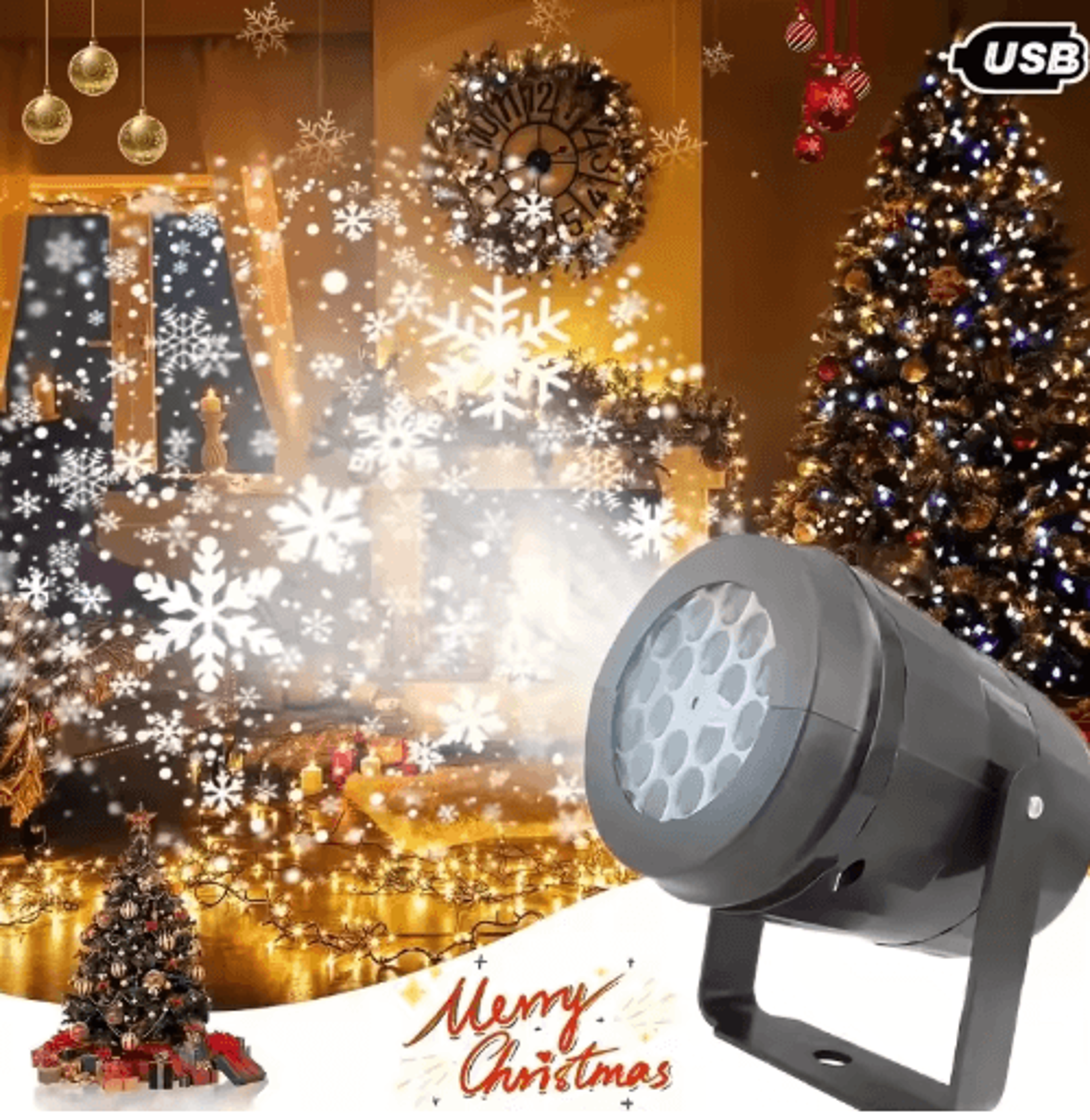 LED Snowflake Projector Light  USB Christmas Holiday Projection Lamp 2