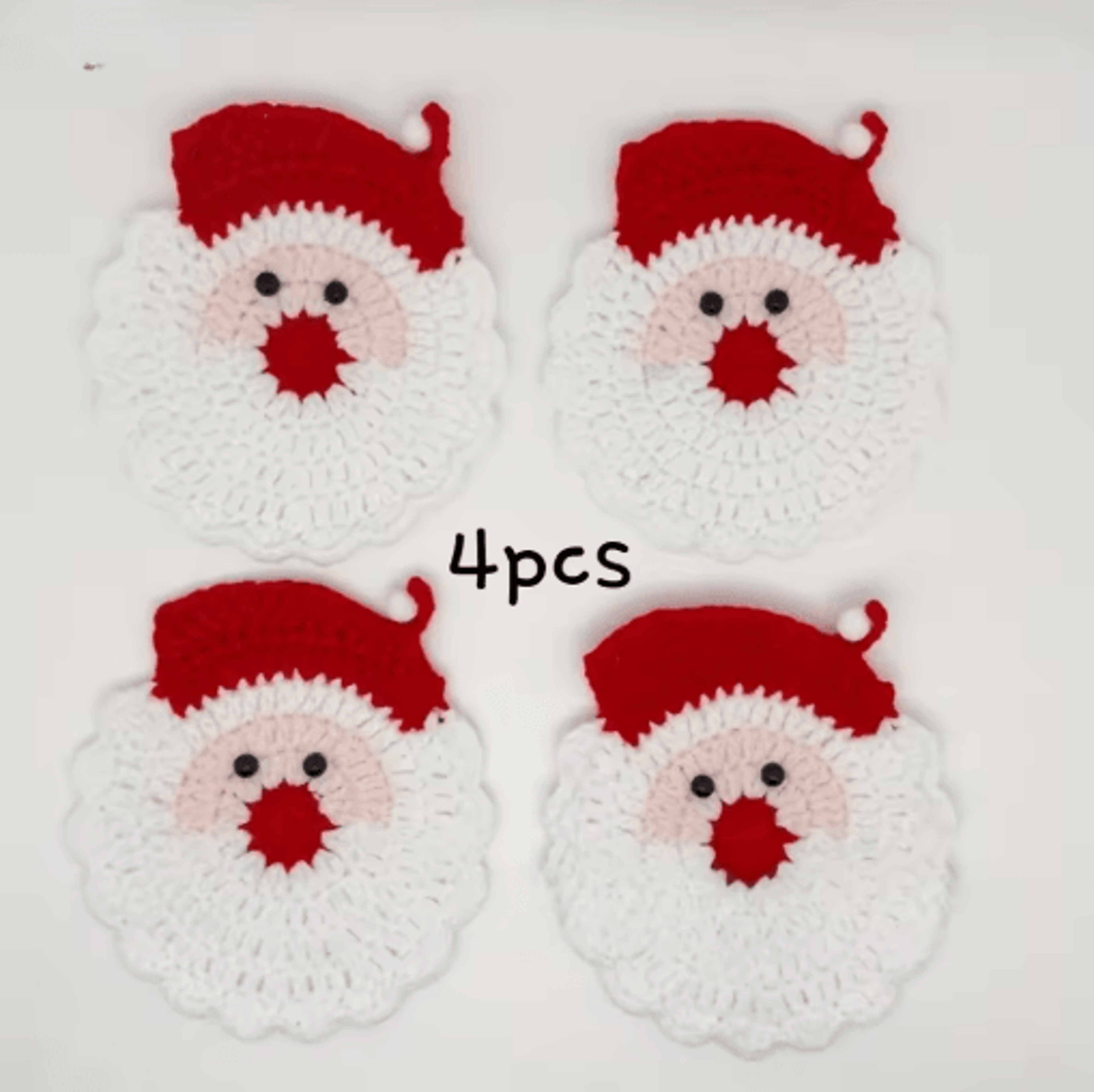 Handmade Crochet Santa Coaster Festive Heat Resistant Christmas Drink Mat 1