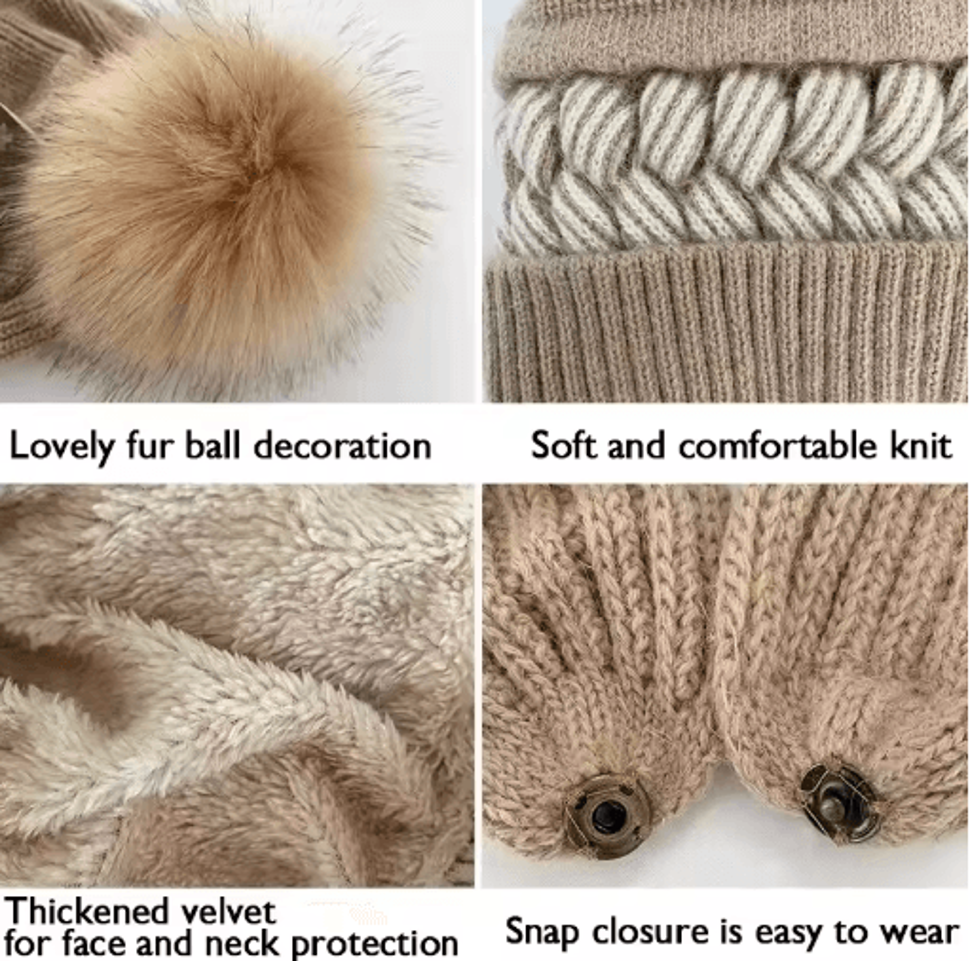 CozyShield Knitted Scarf Beanie  Womens Winter Ear Protection Beanie Hat  Neck Warmer 7