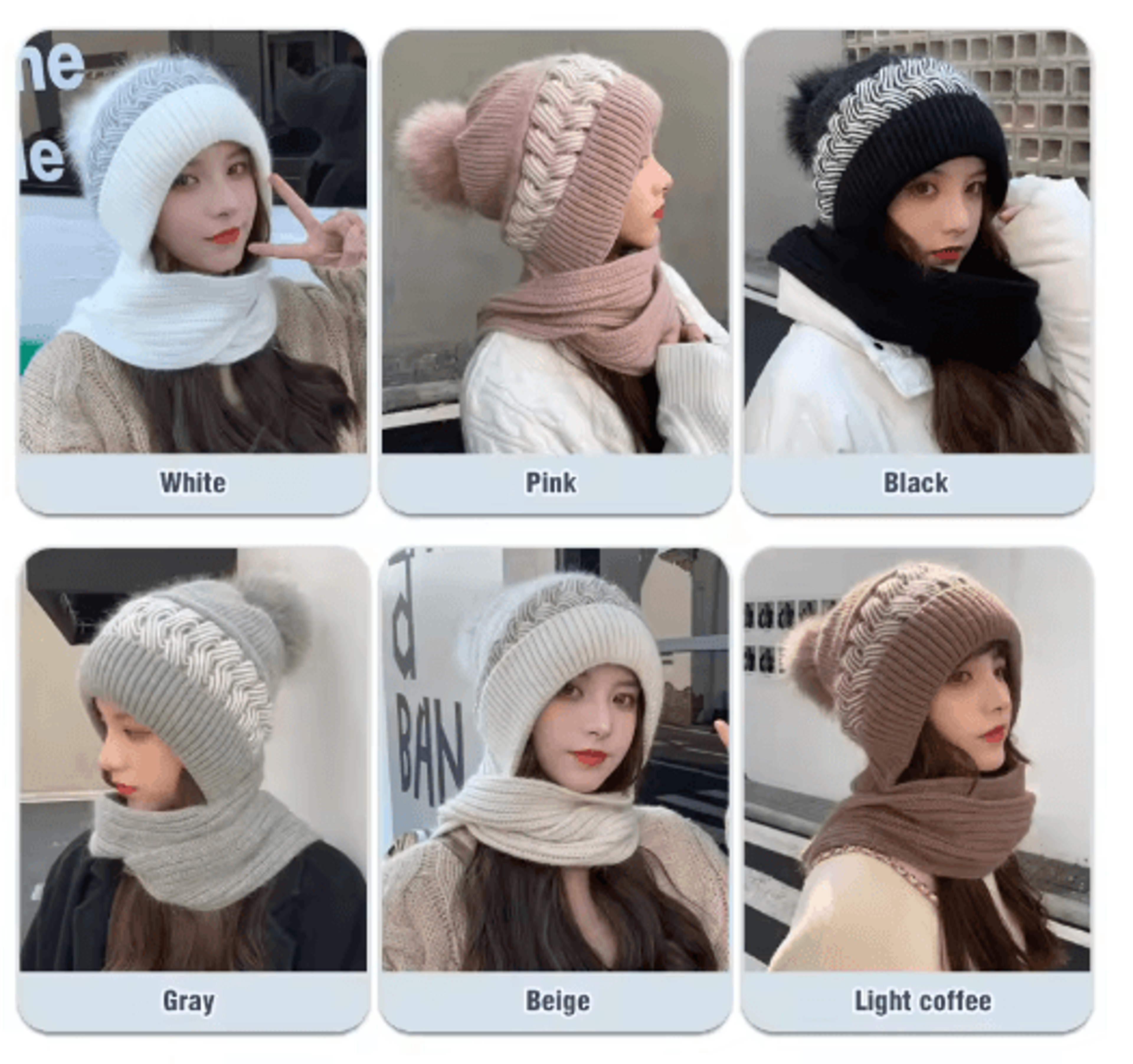 CozyShield Knitted Scarf Beanie  Womens Winter Ear Protection Beanie Hat  Neck Warmer 9