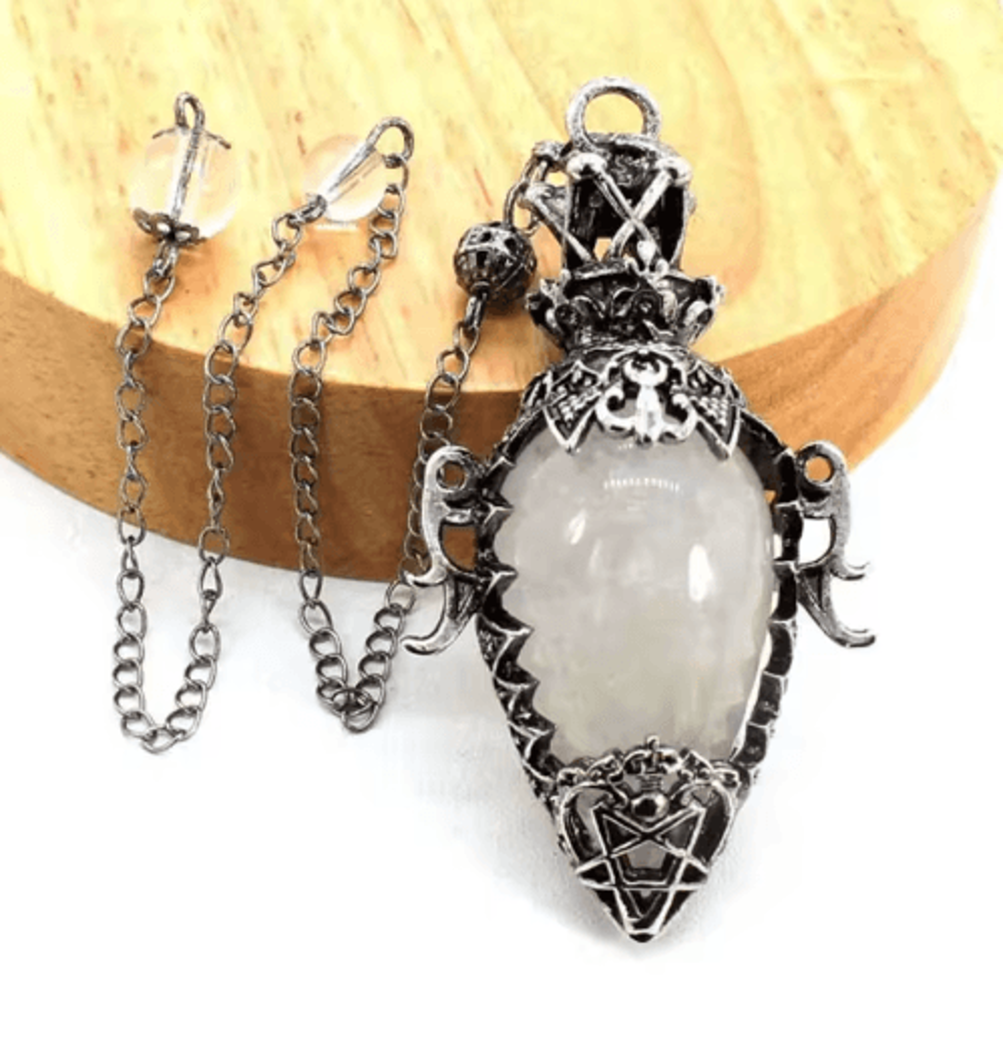 MysticDrop Crystal Pendulum Necklace  Natural Dowsing Pendulum Water Drop Stone 6