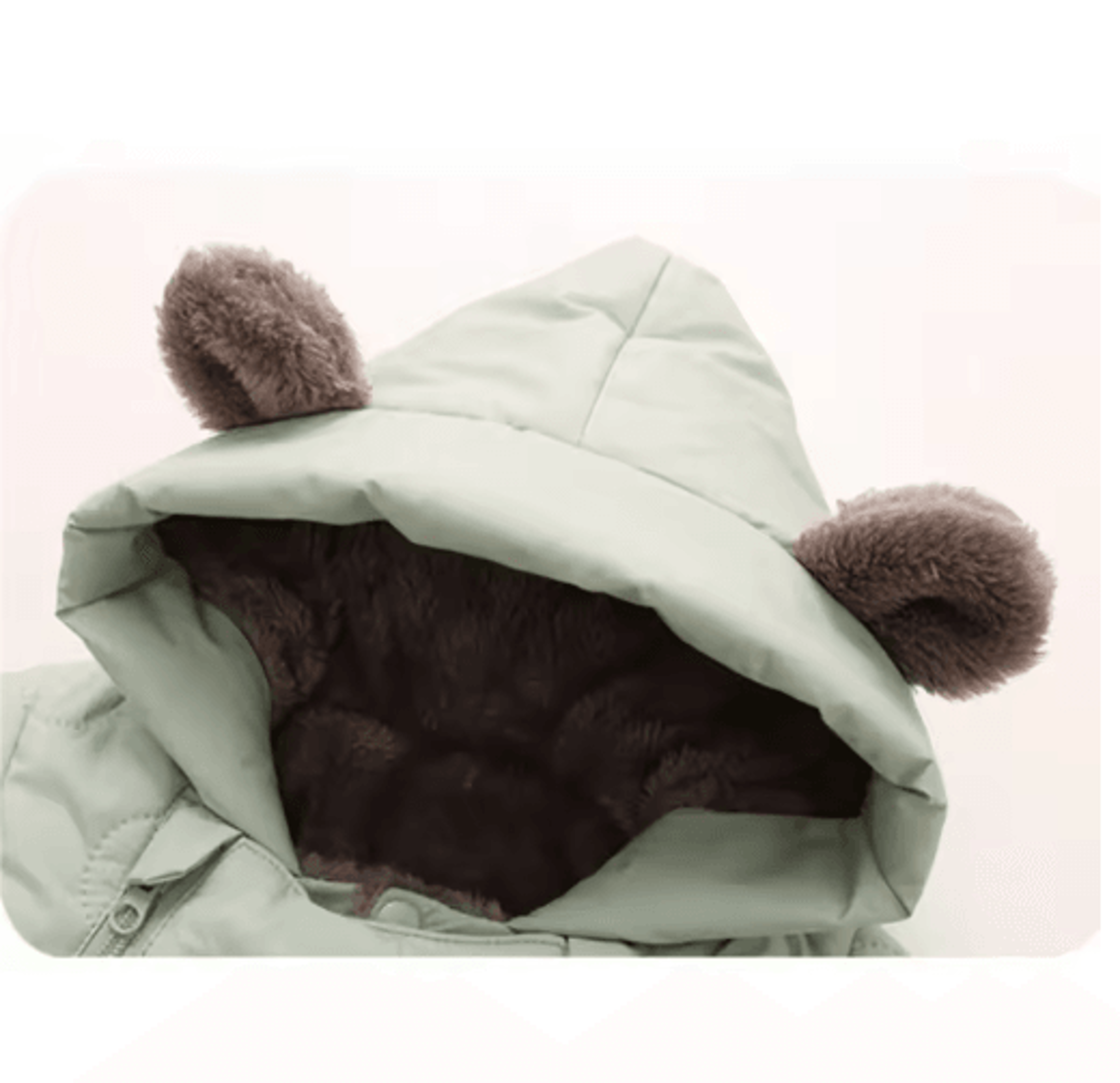 FleeceLined Baby Winter Romper With Hood  Bear Ears 6