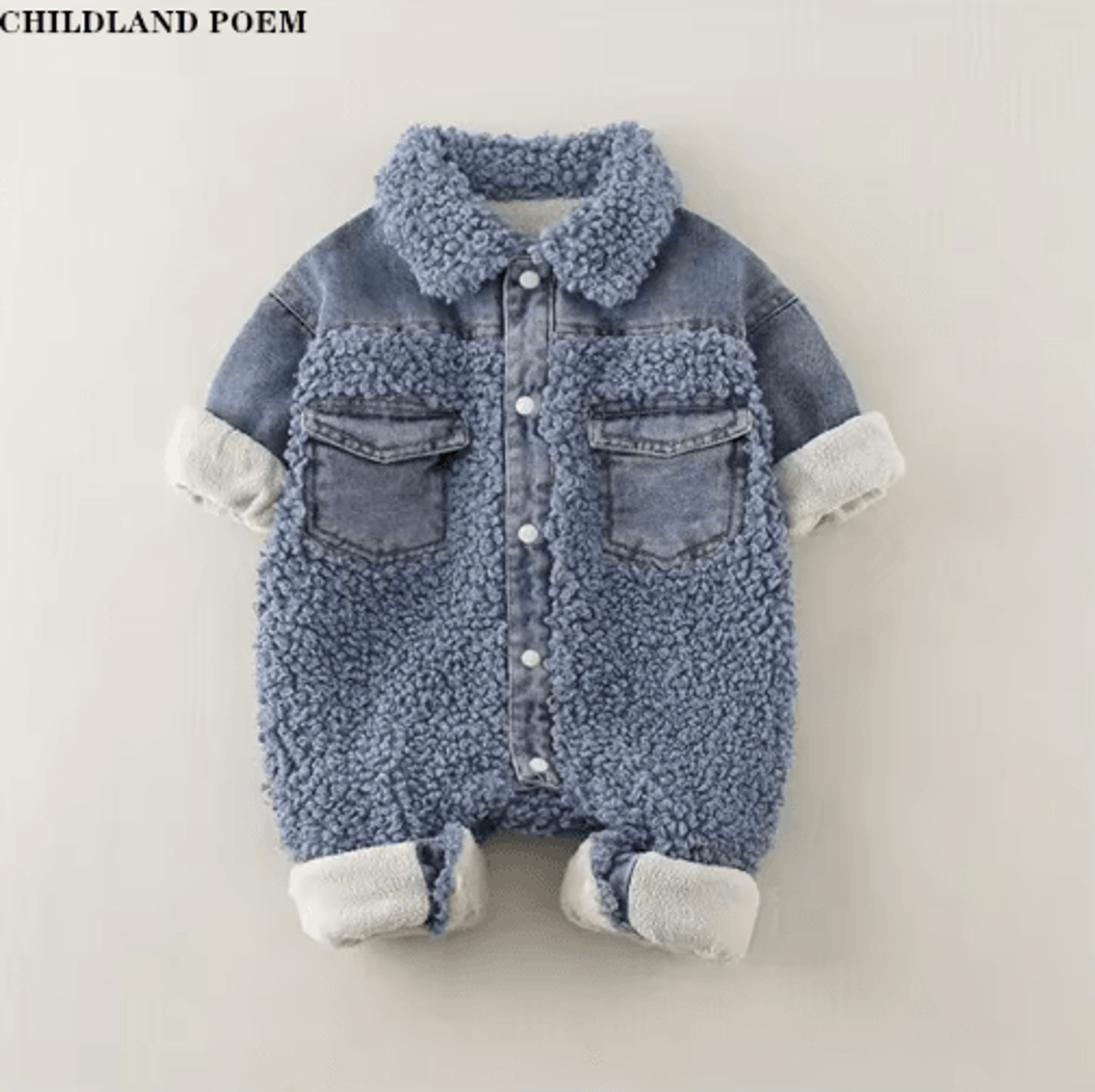 Denim Velvet Baby Winter Romper  Thick Warm Snowsuit For Newborns 1