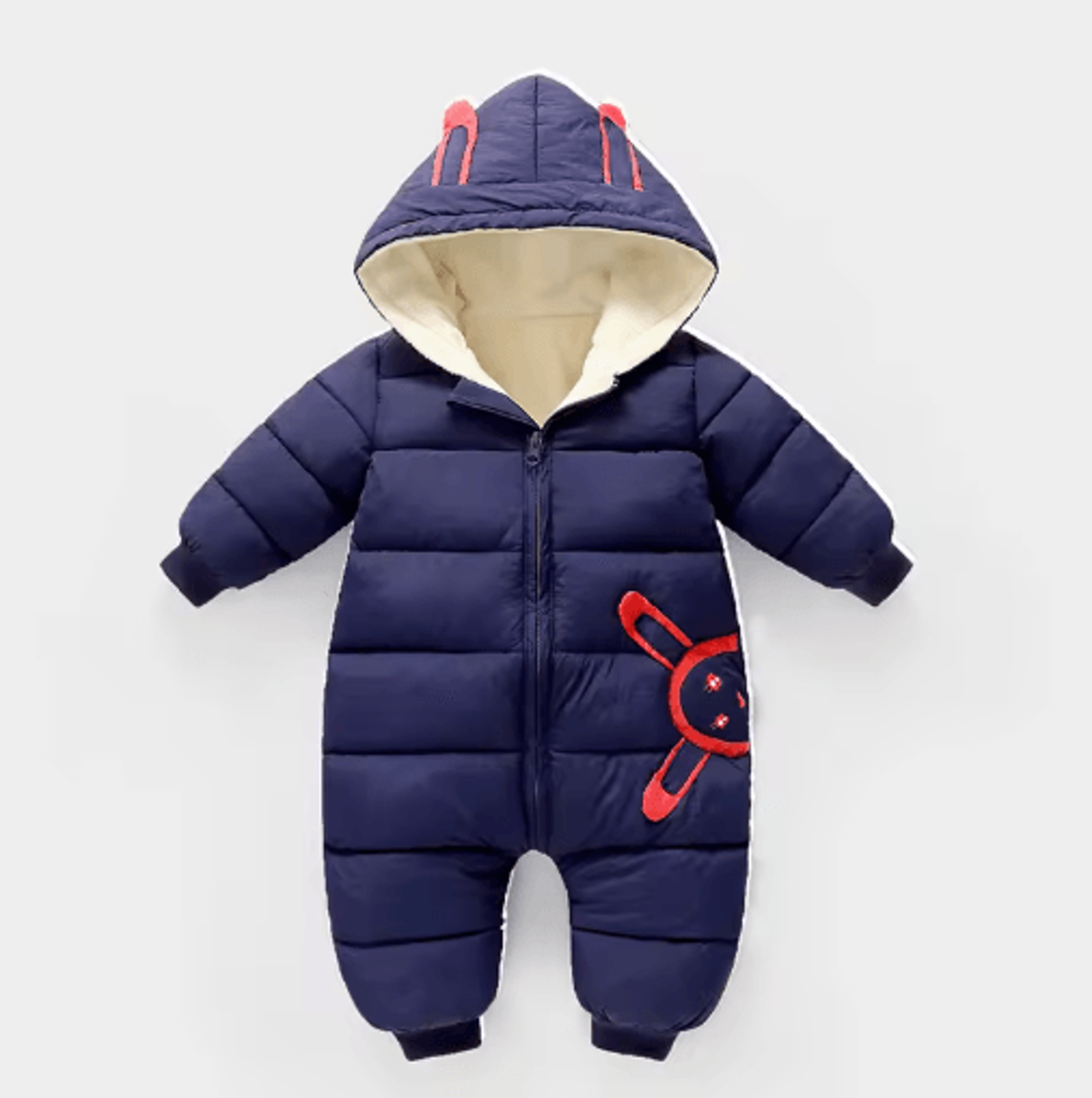 2025 Plush Hooded Baby Snowsuit  Cartoon Fleece Winter Romper For Infants 5