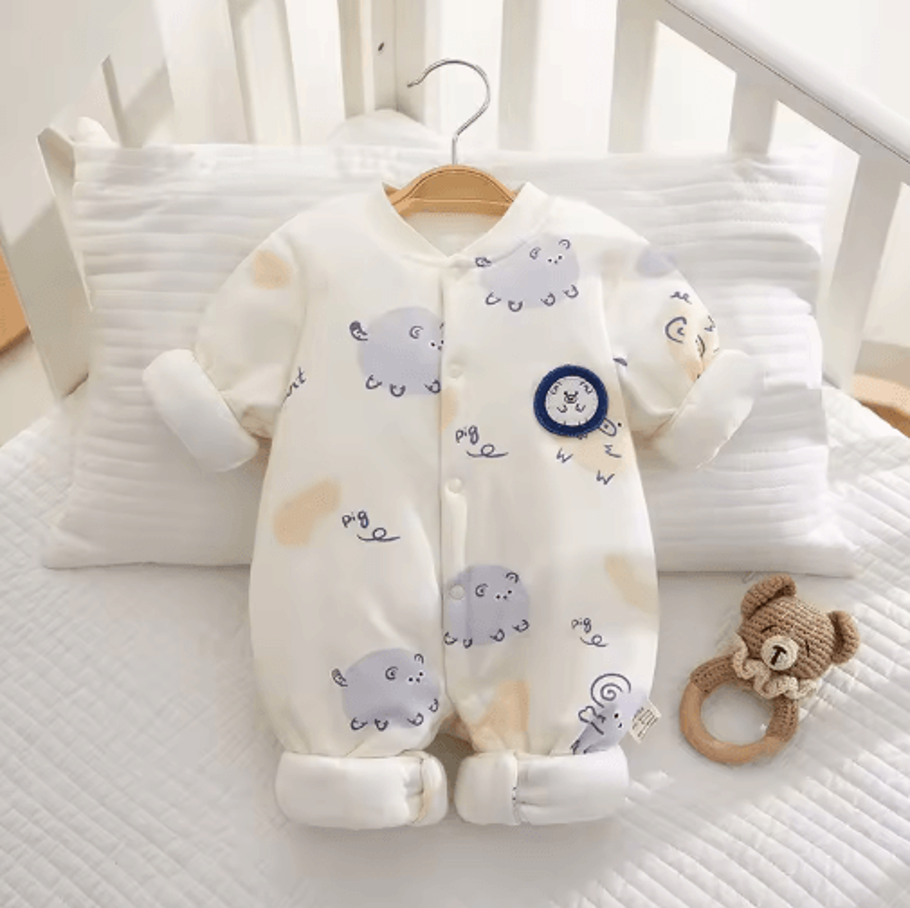 CozyCotton Newborn Winter Onesie  Soft Cotton Baby Bodysuit 1