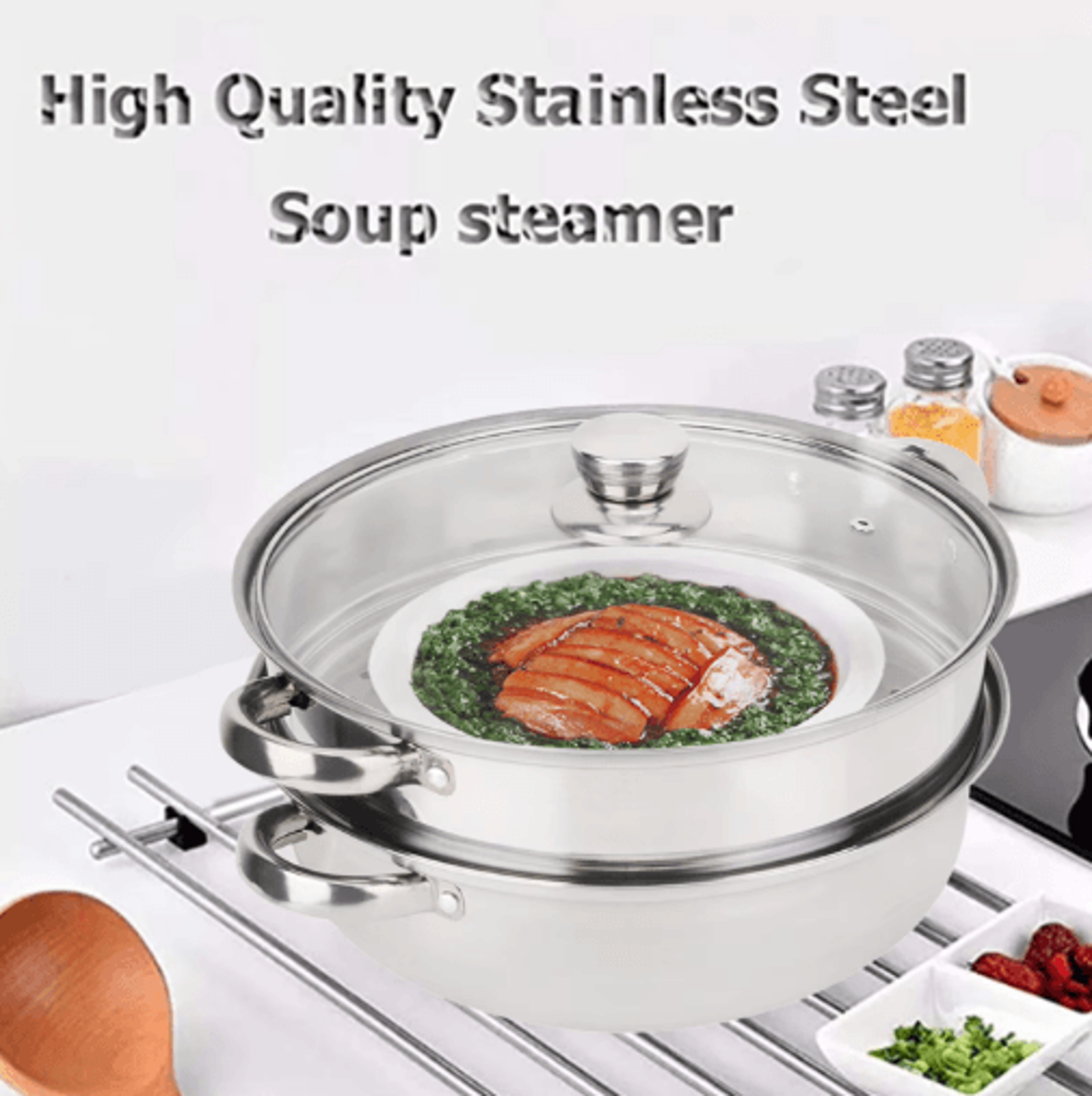2-layer stainless steel steamer pot – multi-use double boiler pot