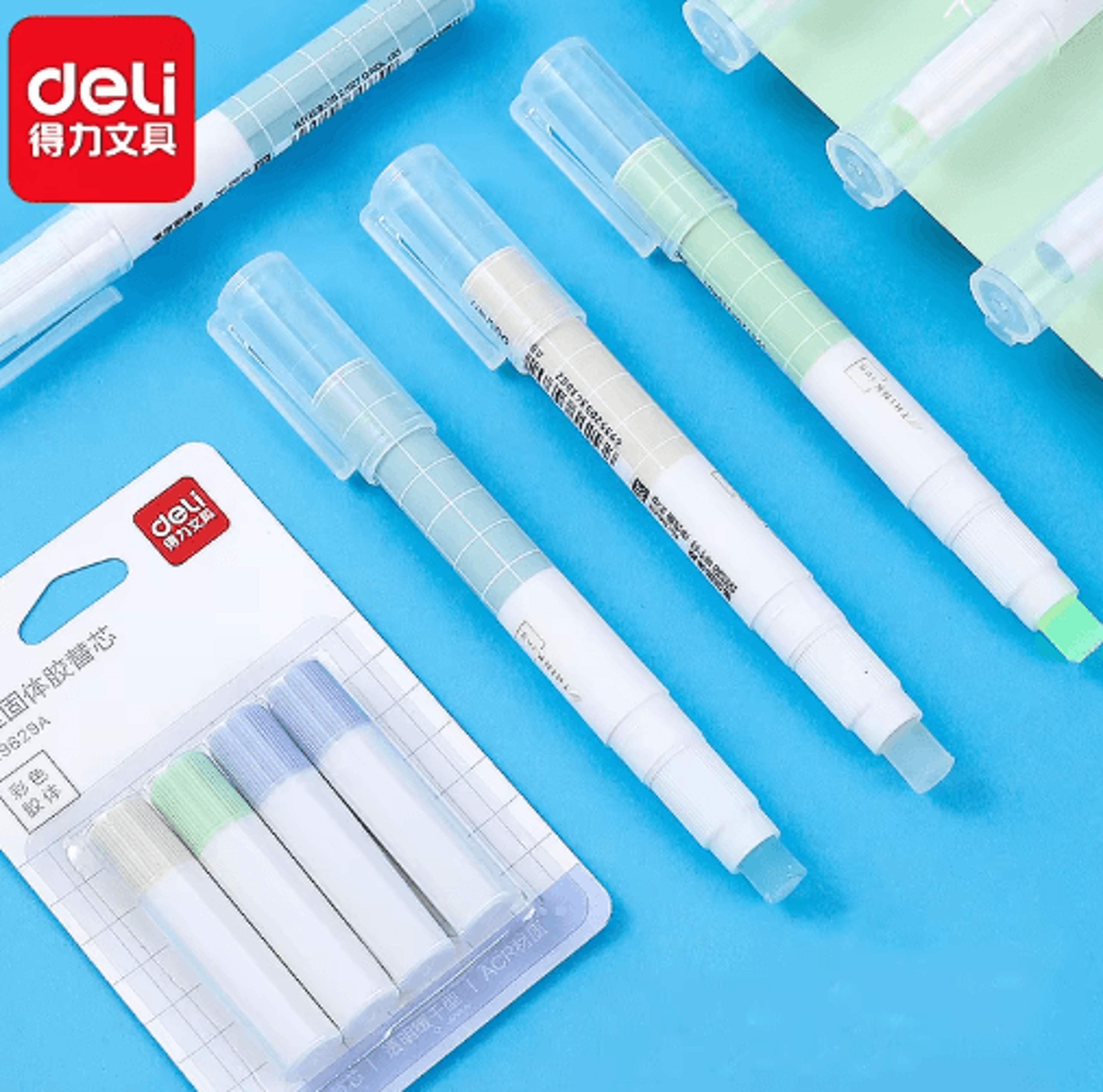 deli refillable glue stick – quick dry non-toxic washable adhesive