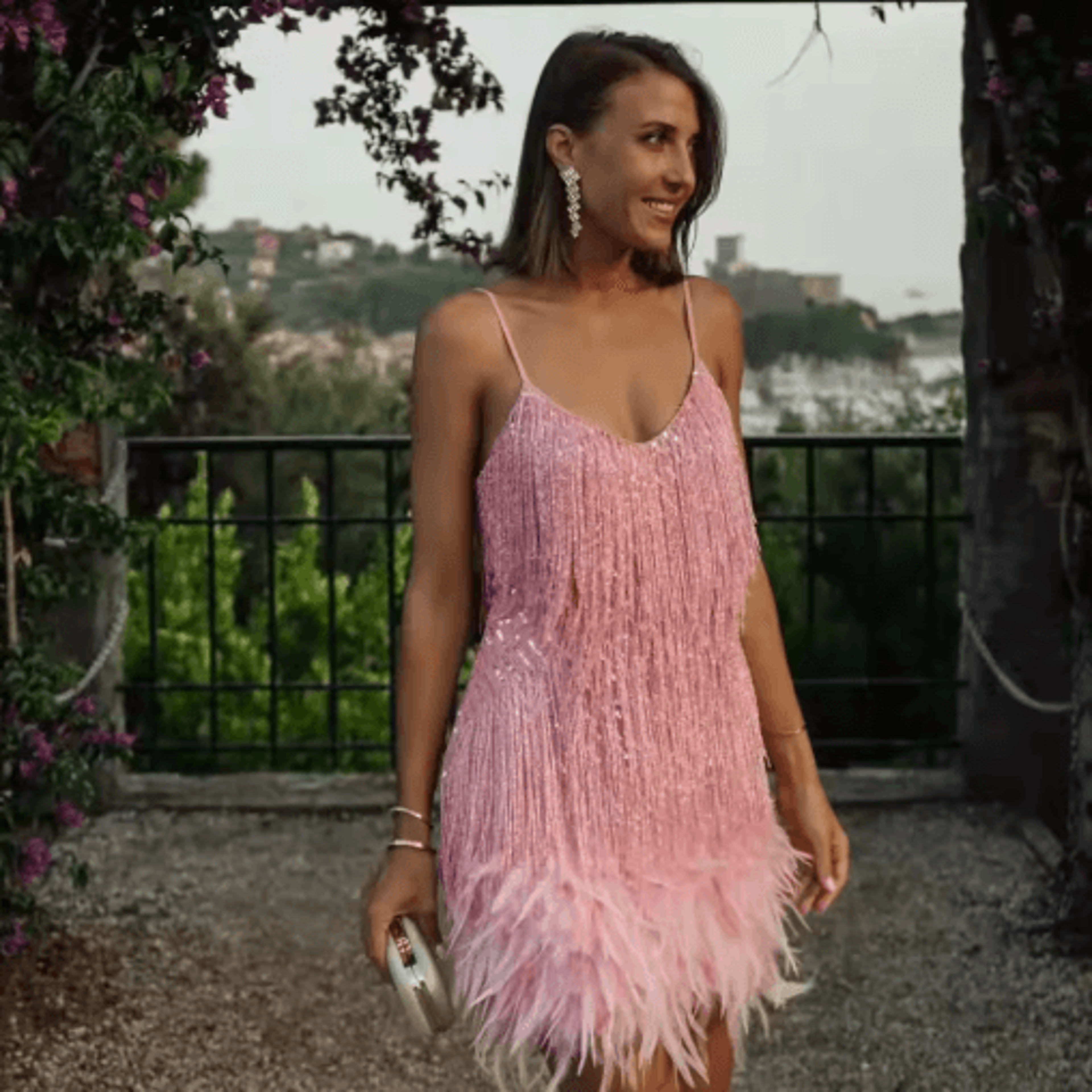 Colorful Sequin Patchwork Dress Feather Sleeveless Summer Party Dress 11