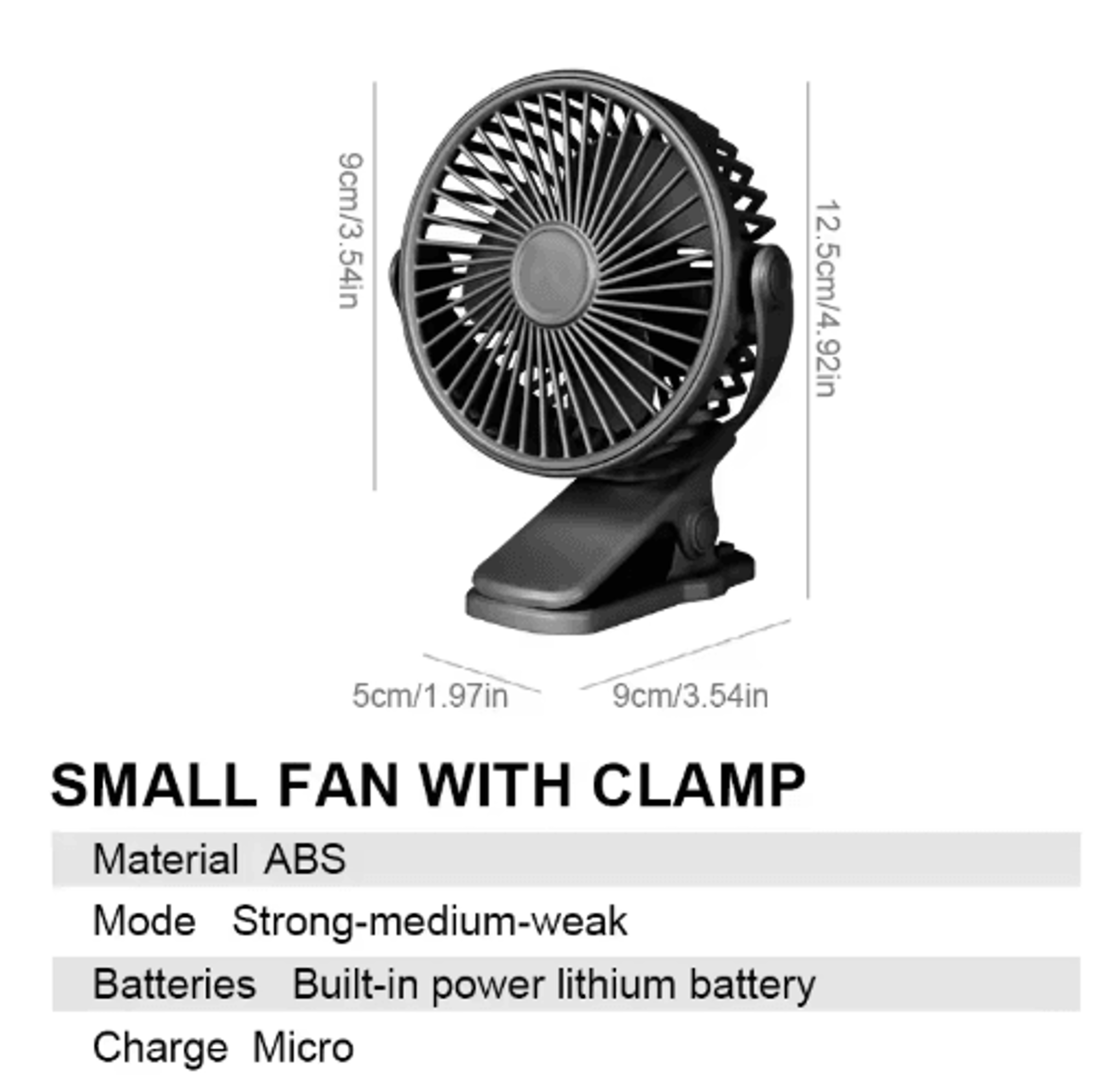 VE ClipOn Table Fan  USB Rechargeable Portable Mini Fan With Night Light 6
