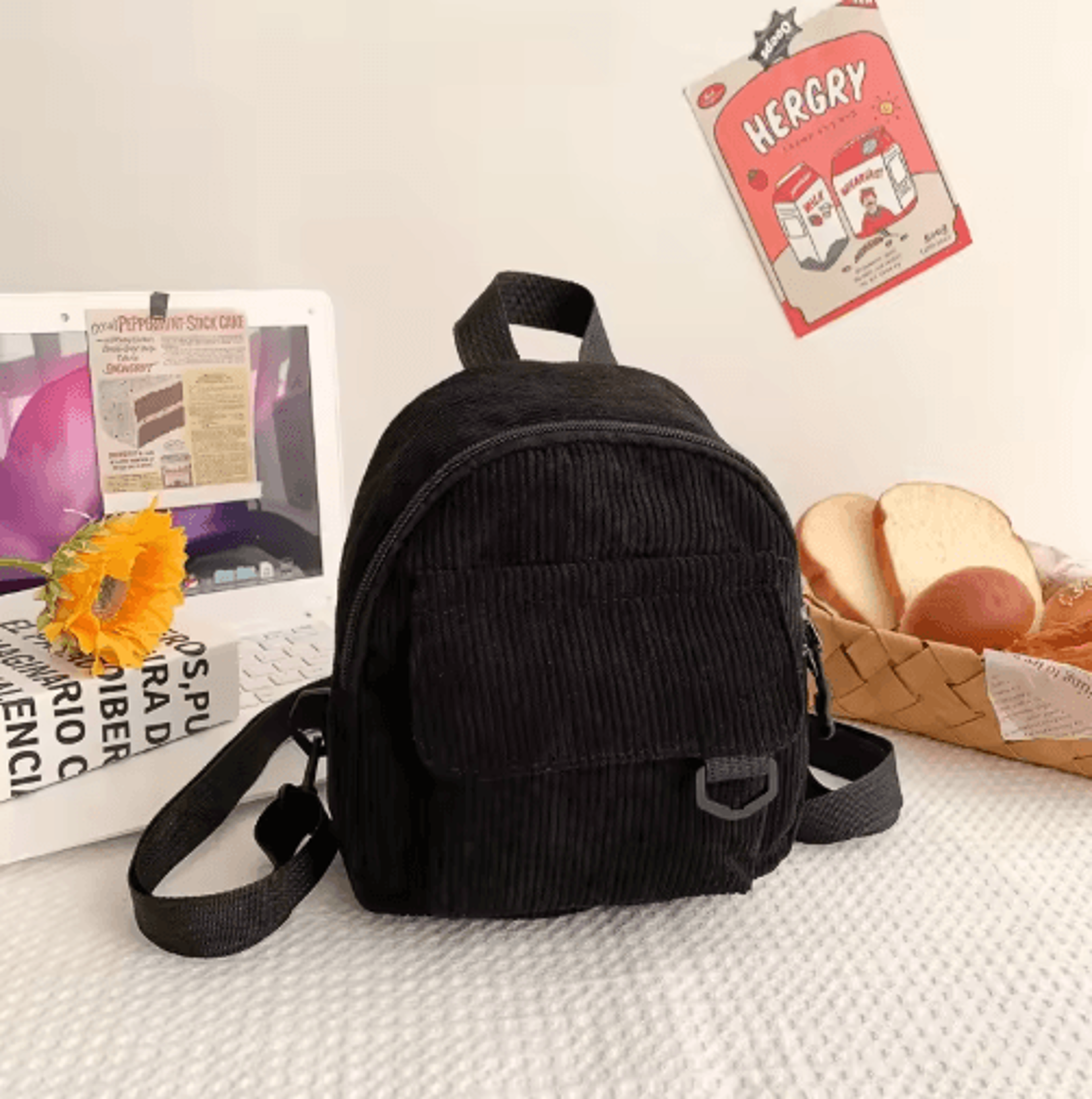 Minimalist Velvet Mini Backpack  Stylish Small Travel Backpack For Women  Students 3