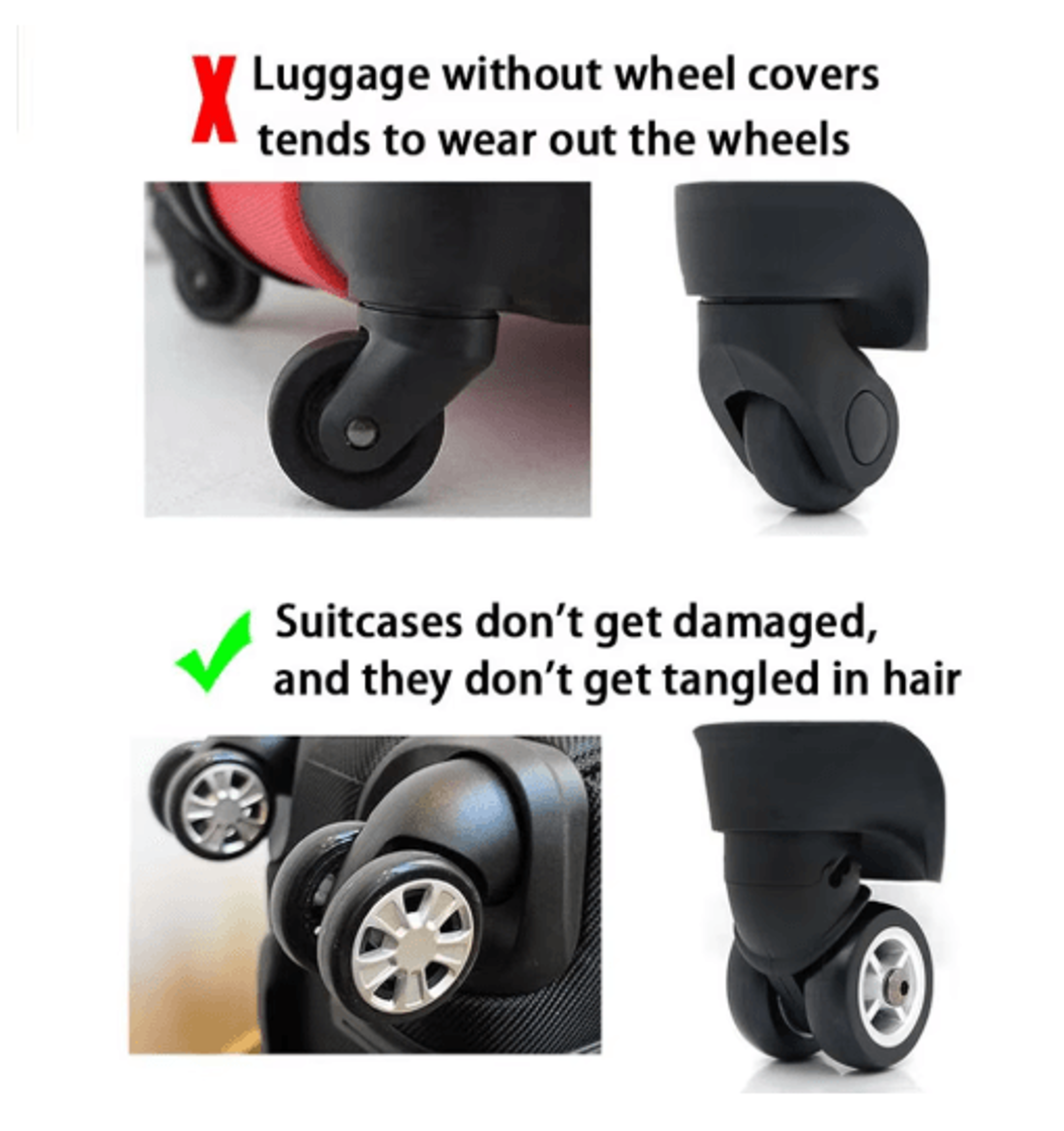 8 Piece Silicone Luggage Wheel Covers Noise Reducing Suitcase Caster Protectors For Smooth Travel 9